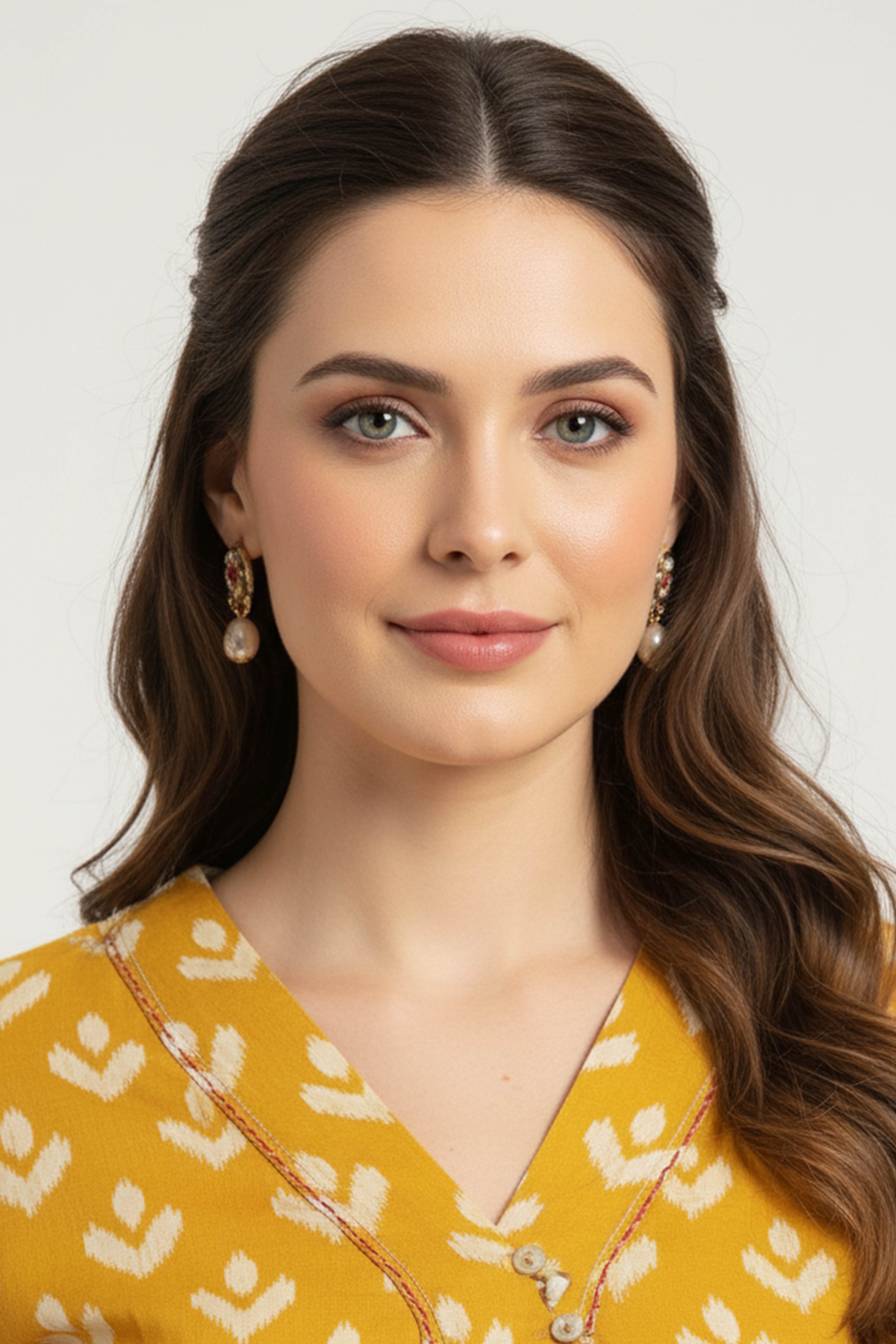 Mustard Timeless Ikkat Printed A-Line Top in Pure Cotton