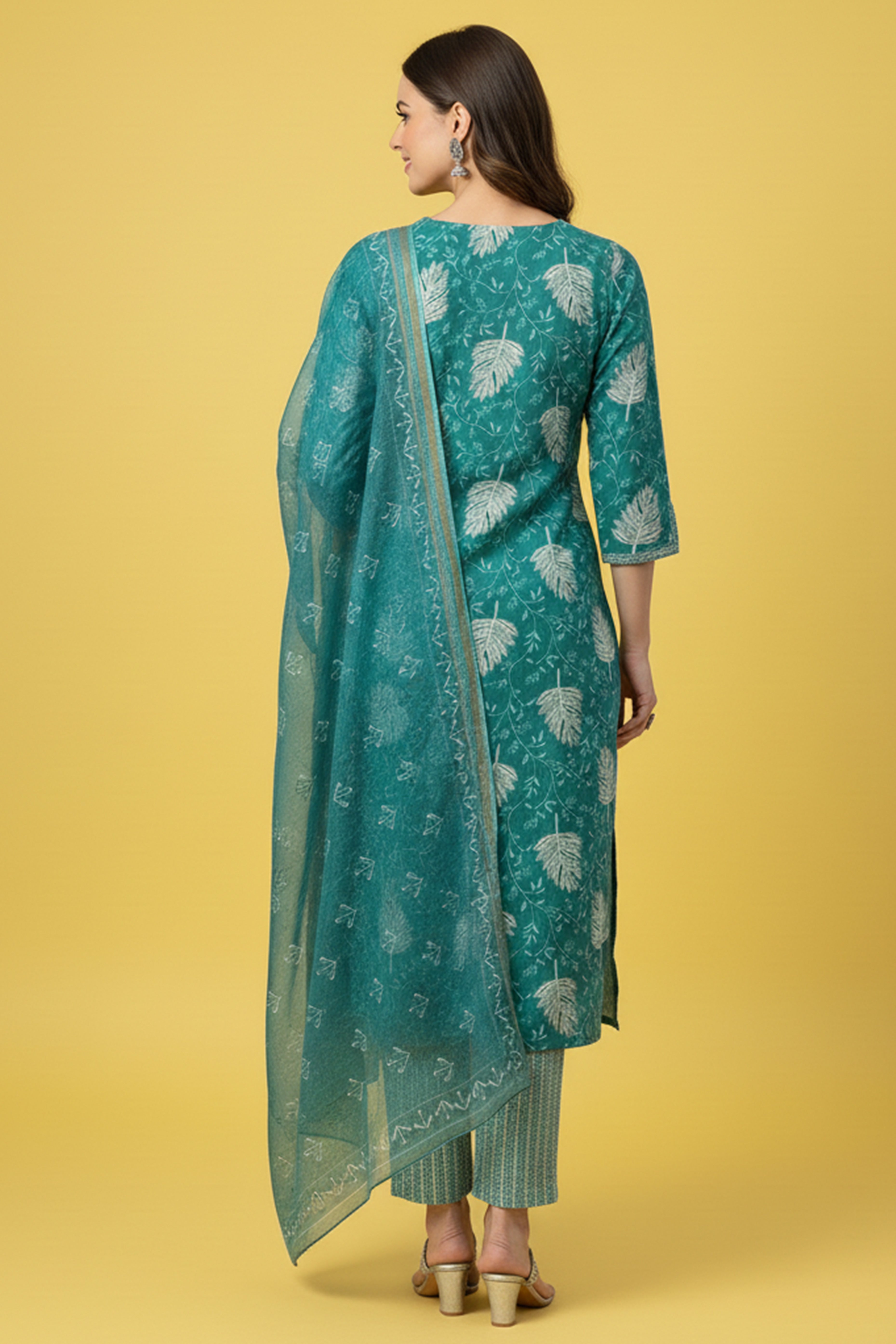 Sky Blue Rayon Straight Suit Set with Subtle Floral Motifs Crafted in Breathable Capsule Rayon