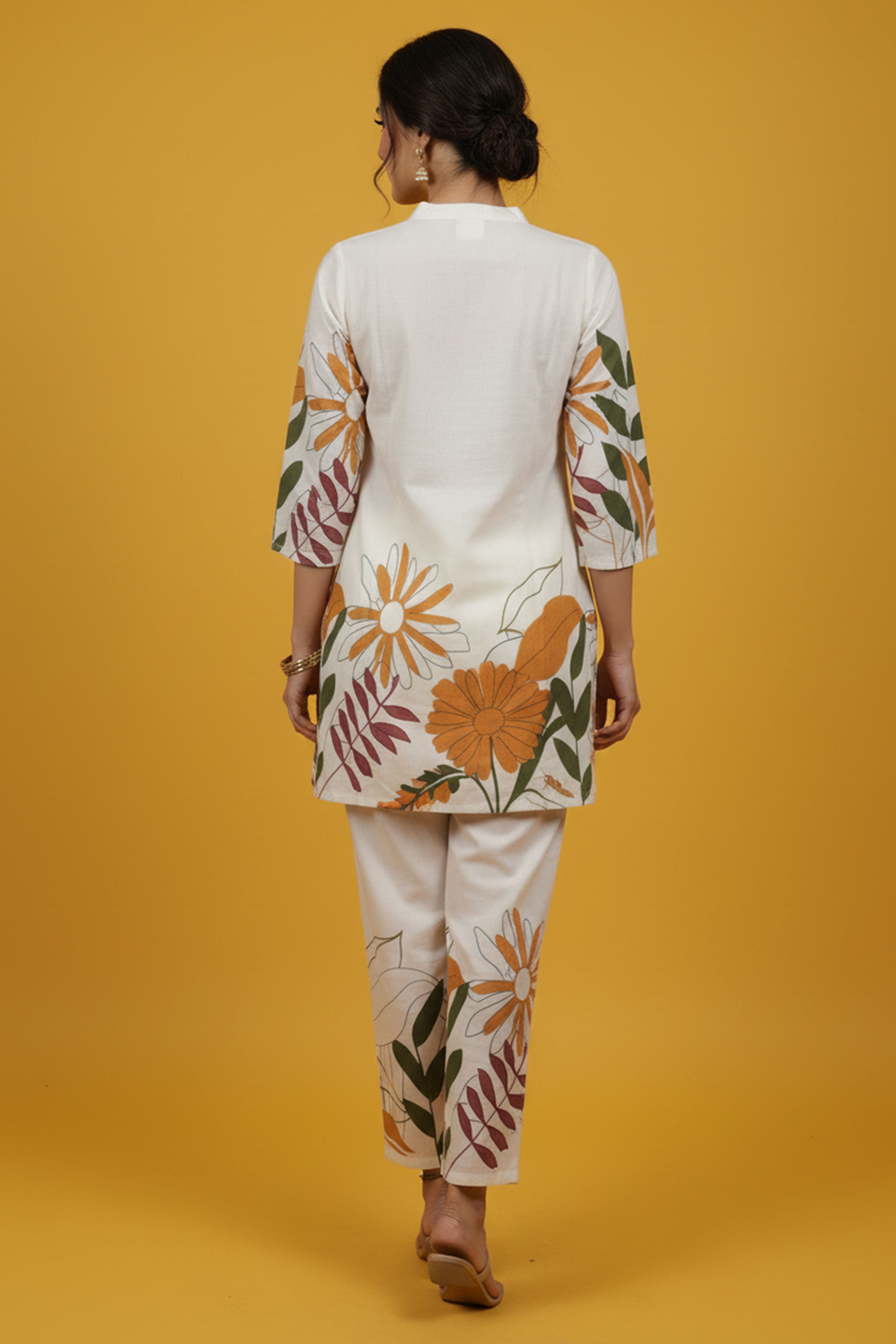 Chikoo Floral Printed Pure Cotton Suit Set Designed for Classic Party & Ethnic Wear