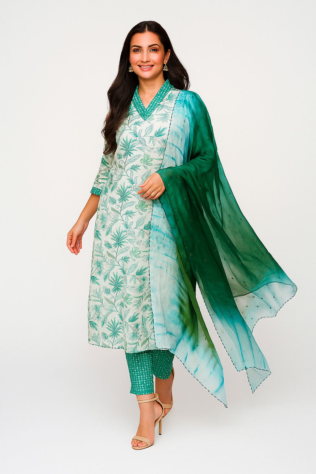 Graceful White Floral Printed Straight Cut Rayon Salwar Suit With Hand Work