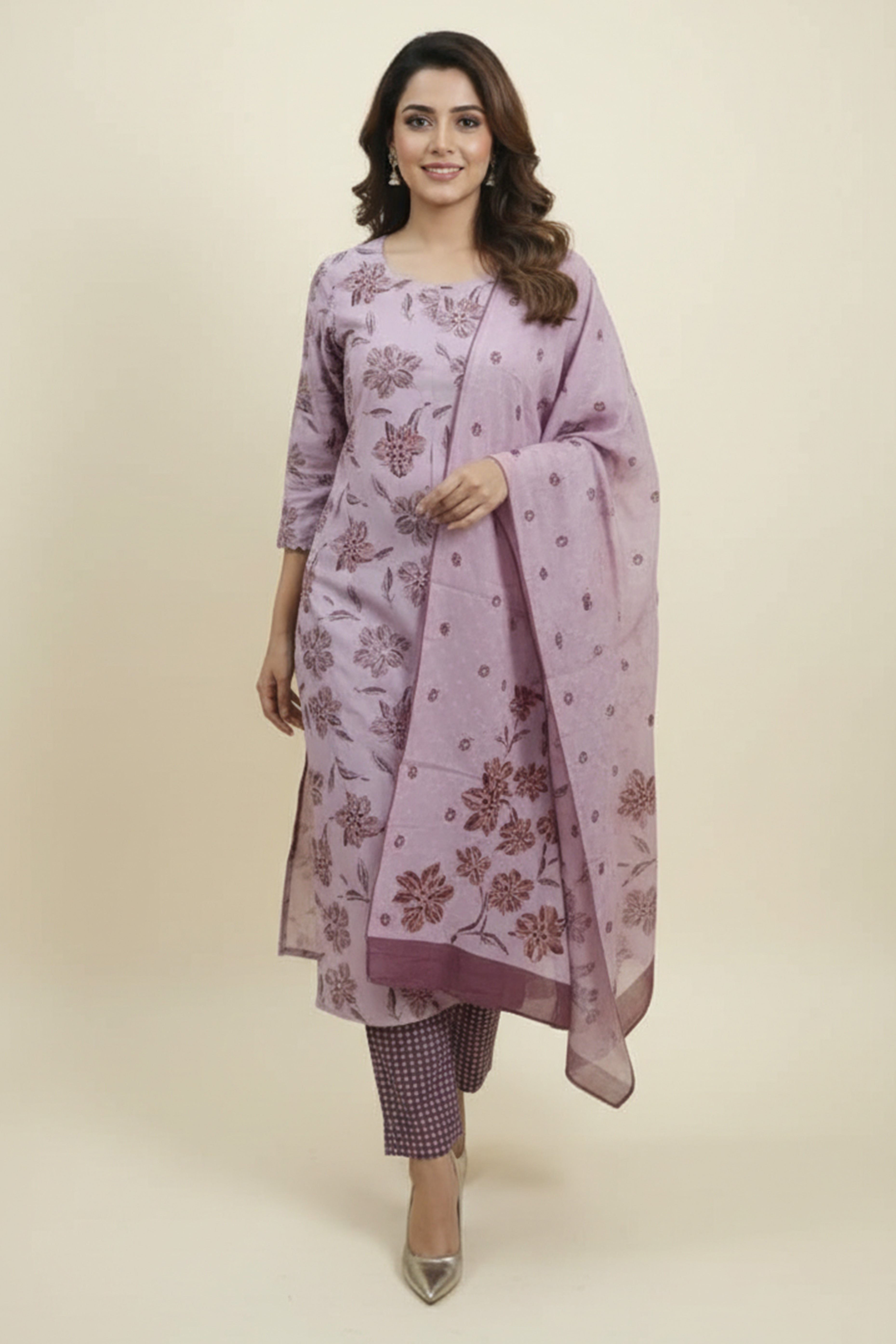 Designer Pink Floral Printed Viscose Dobby Straight Cut Salwar Suit for Special Occasion