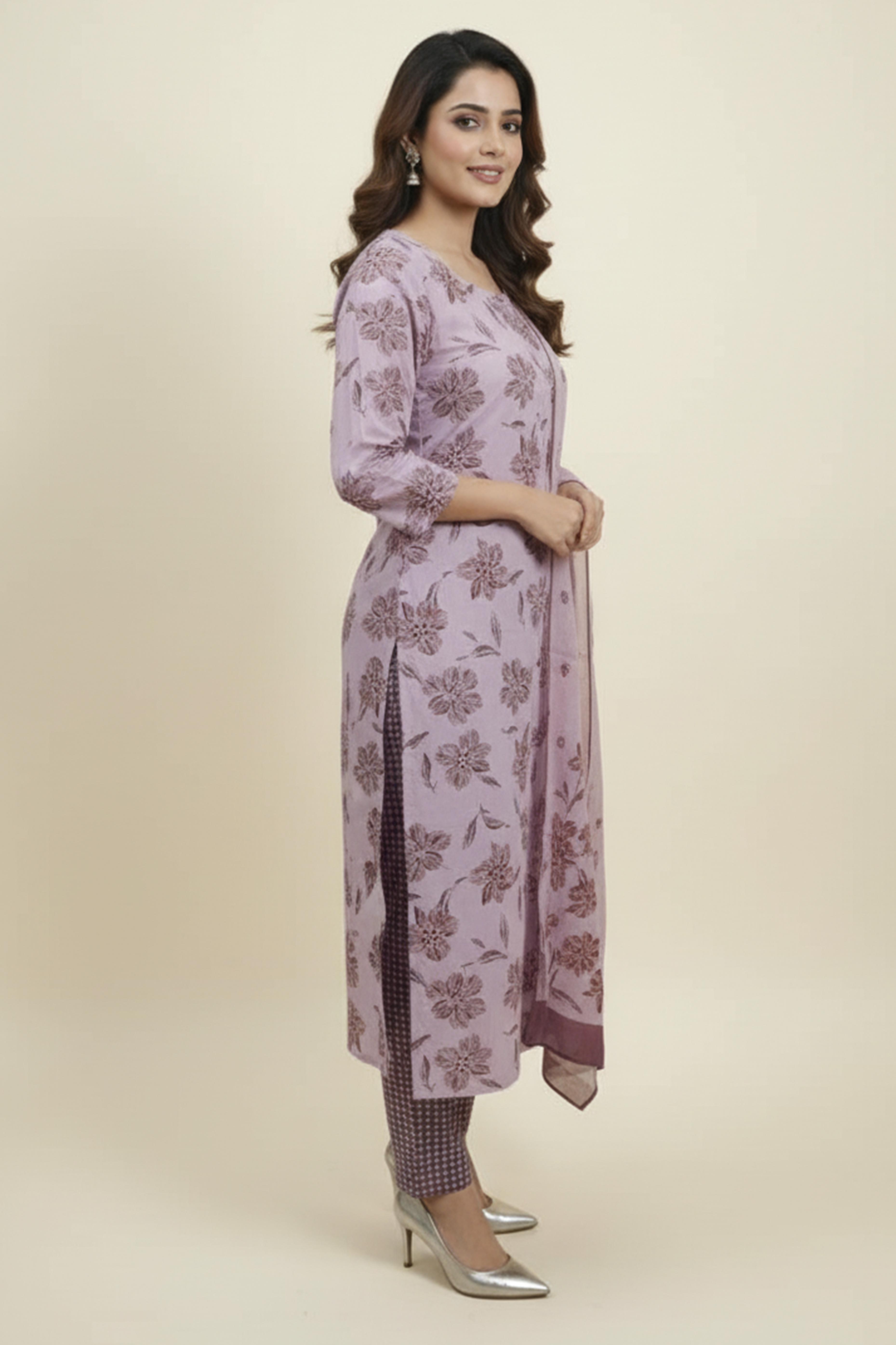 Designer Pink Floral Printed Viscose Dobby Straight Cut Salwar Suit for Special Occasion