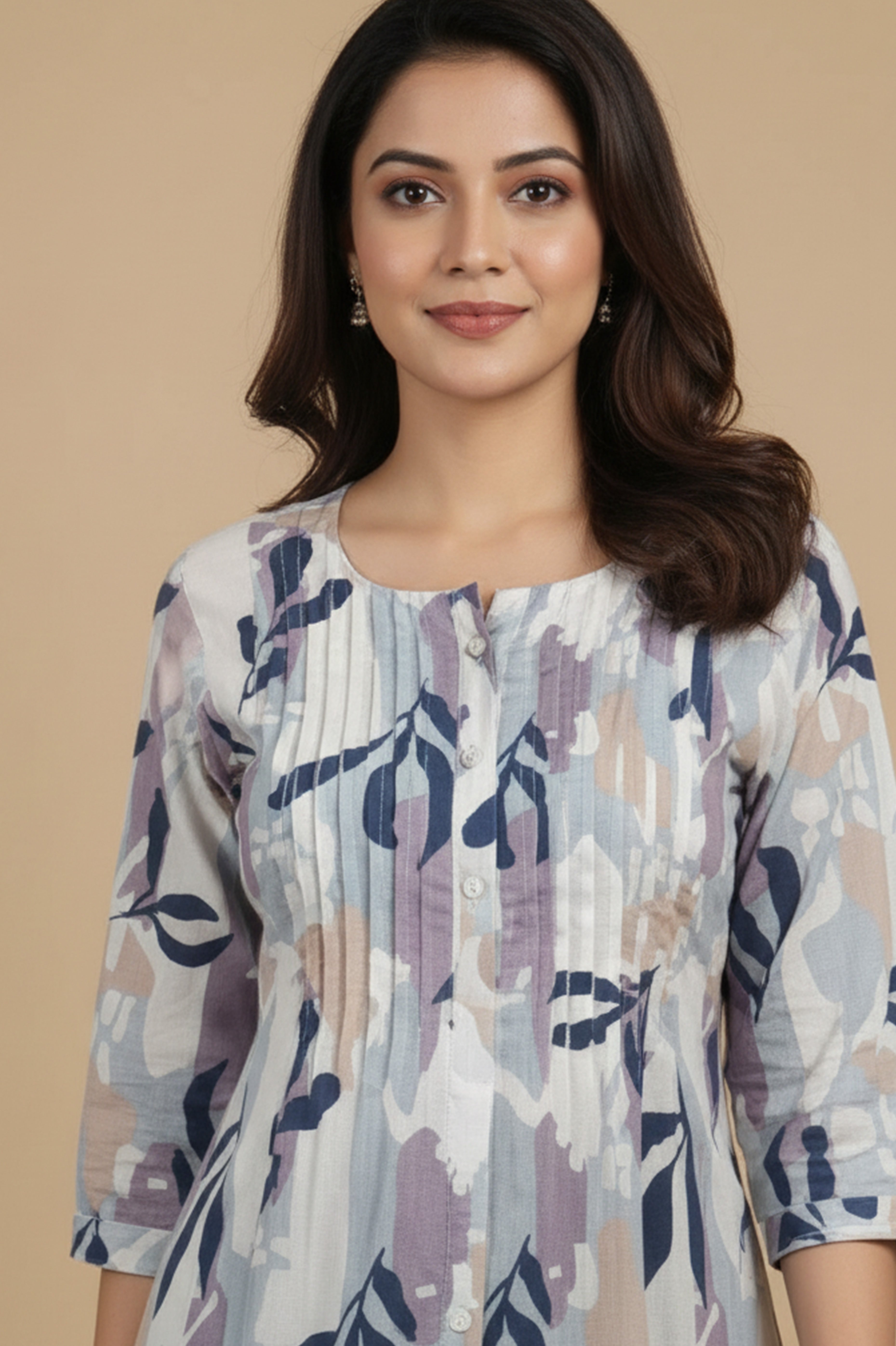 Trendy White Pure Cotton A-Line Kurti Highlighted with Vibrant Floral Patterns