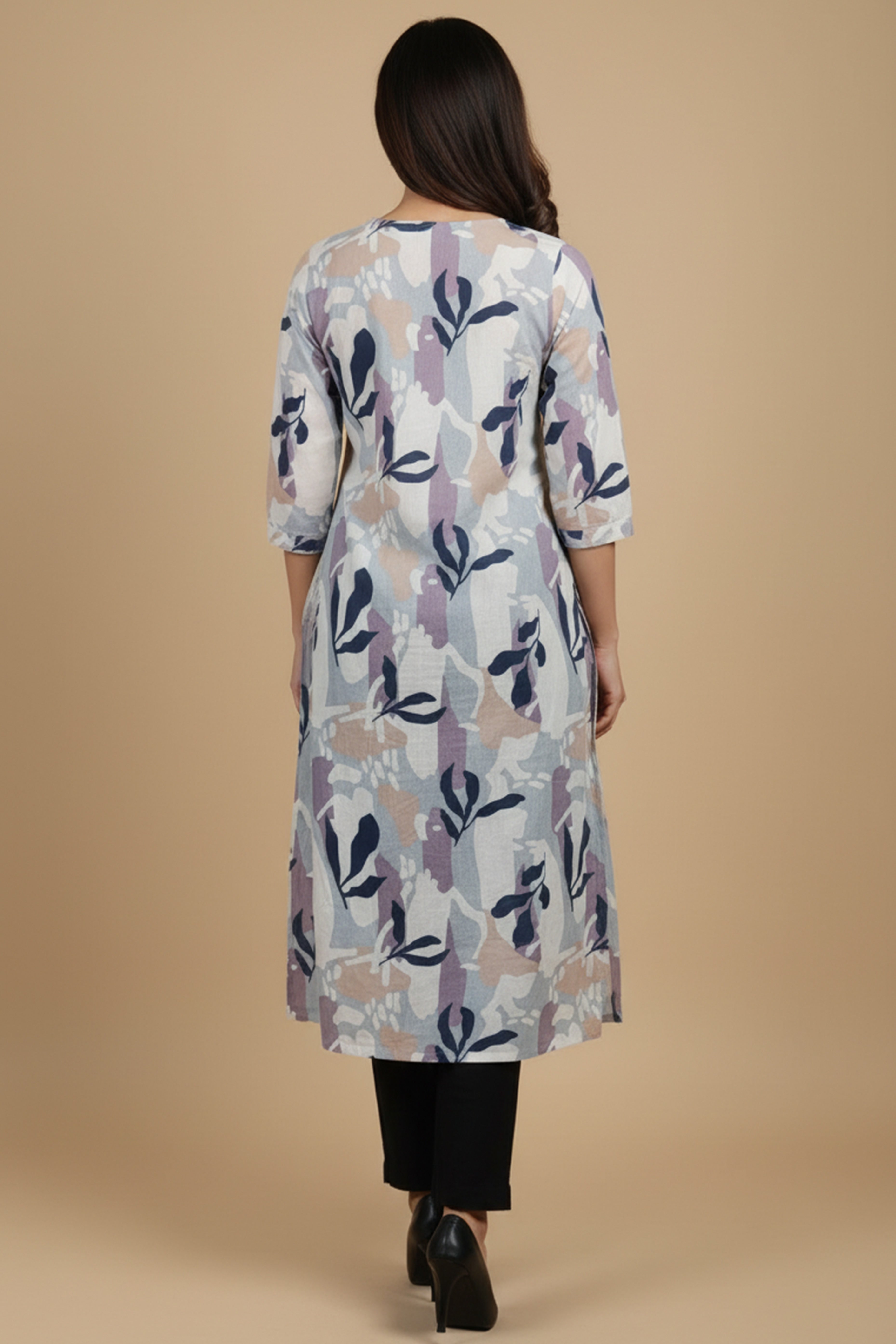 Trendy White Pure Cotton A-Line Kurti Highlighted with Vibrant Floral Patterns