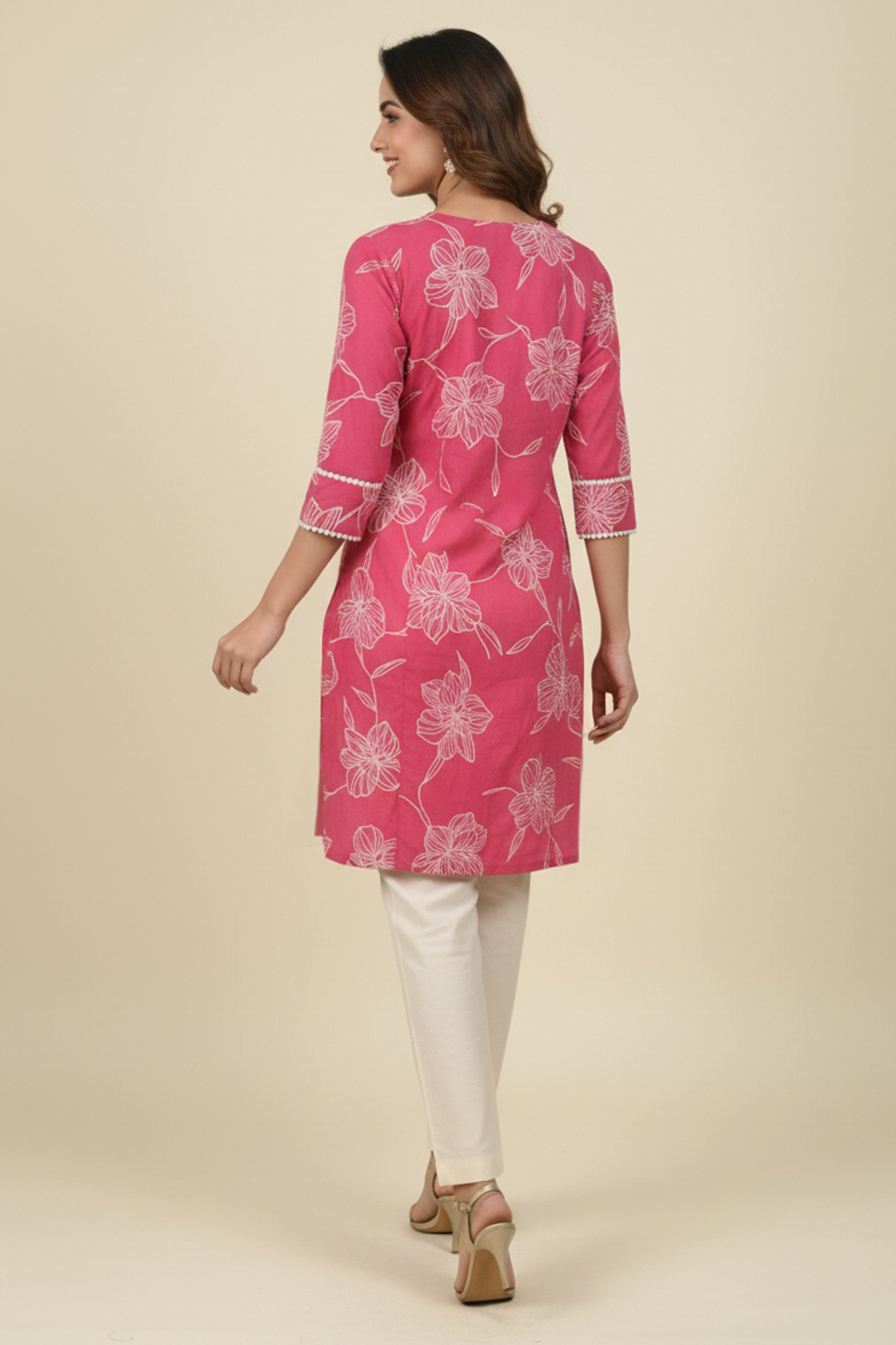 Casual Pink Pure Cotton A-Line Top Perfect for Everyday Elegance