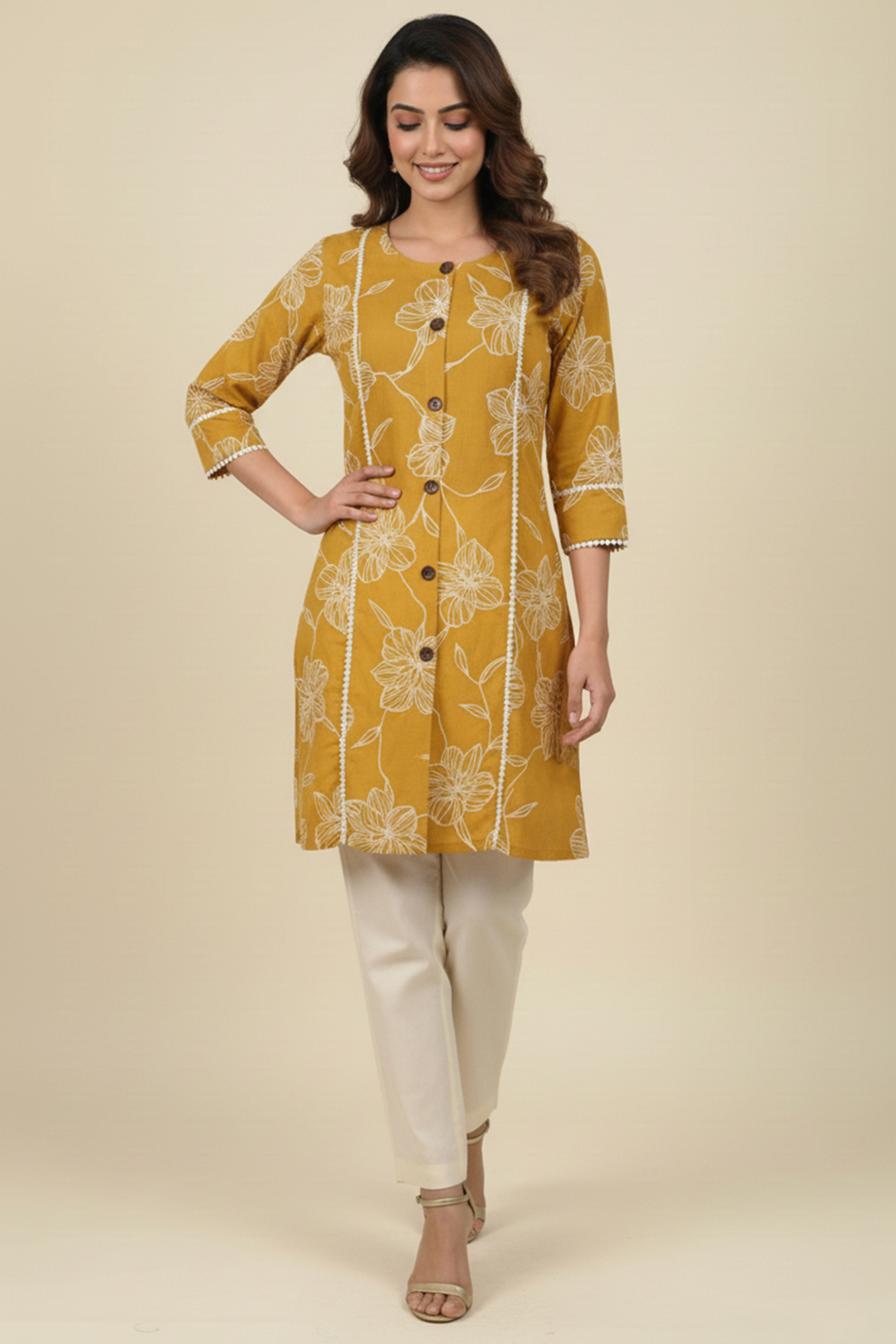 Casual Olive Pure Cotton A-Line Top Perfect for Everyday Elegance