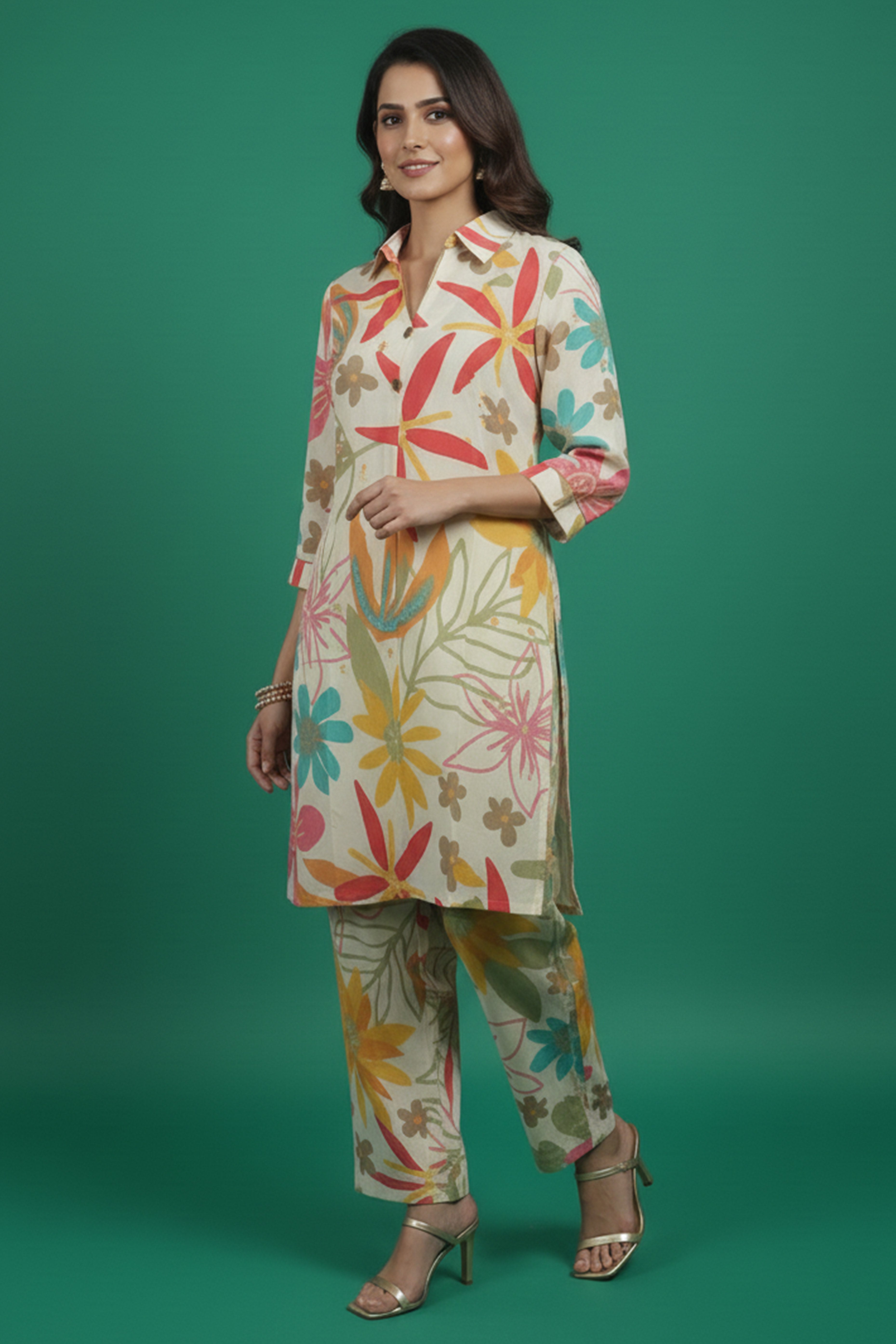 Casual Multicolor Floral Printed Rayon Shirt-Pant Set for Everyday Wear