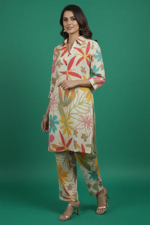 Casual Multicolor Floral Printed Rayon Shirt-Pant Set for Everyday Wear