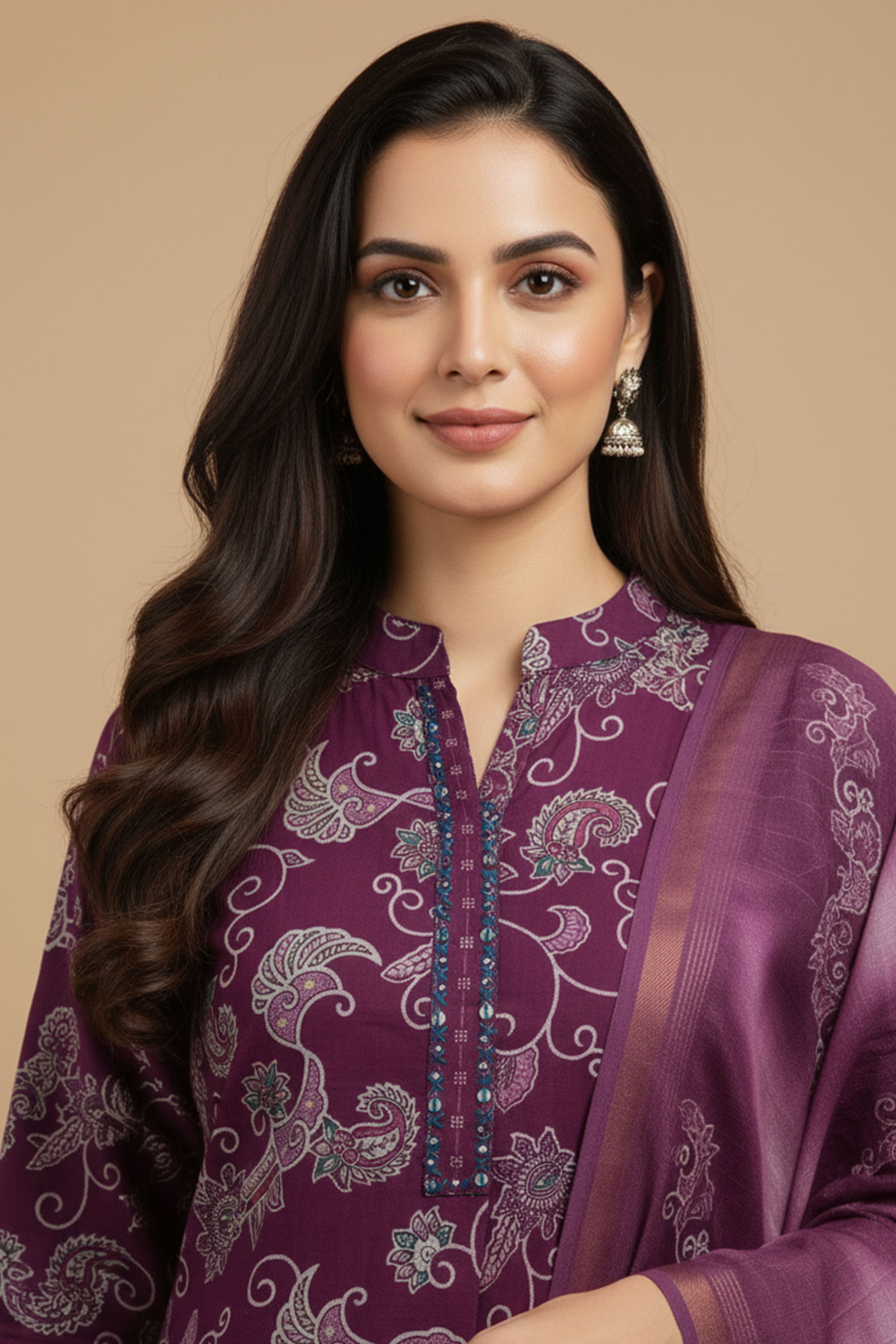 Soft Wine Rayon Slub Straight Cut Salwar Suit for Effortless Festive Elegance