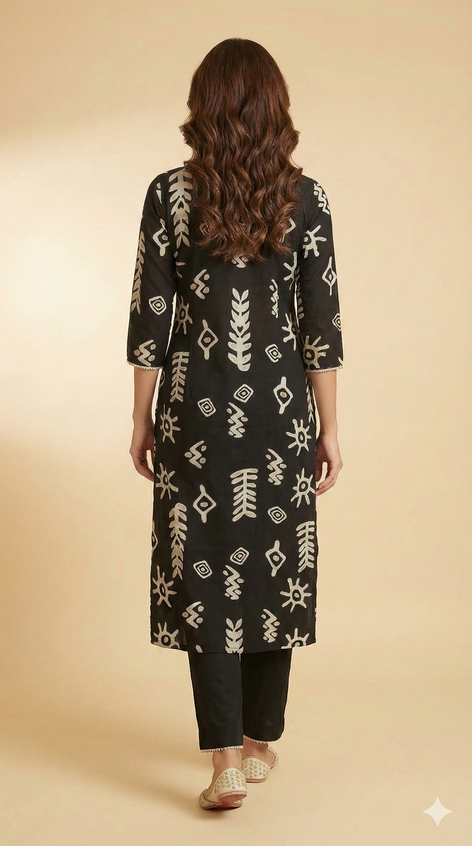 Black Stylish Rayon Straight Cut Co-ord Set Adorned with Modern Abstract Patterns
