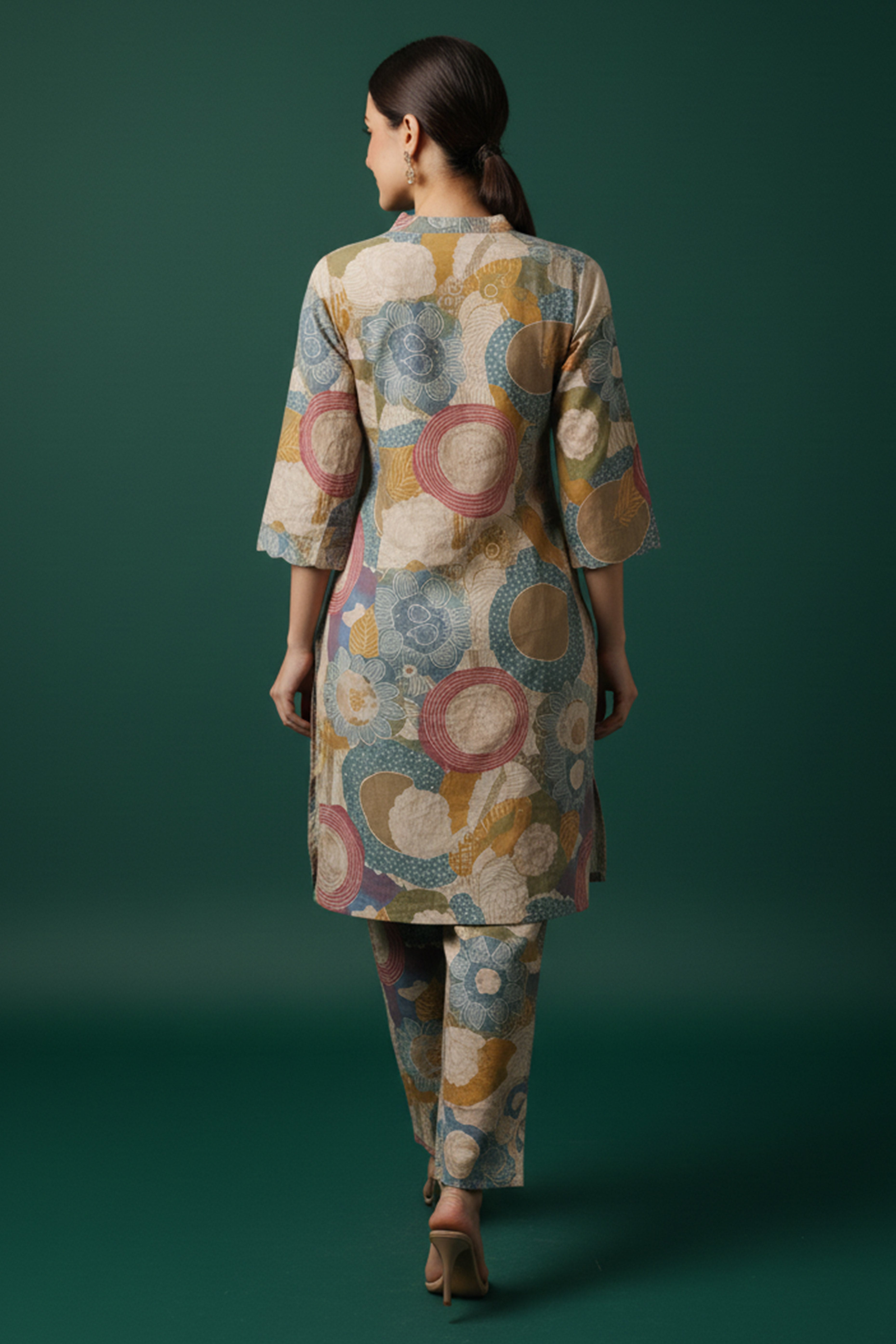 Casual Multicolor Abstract Print A-Line Kurta Set in Soft Rayon Fabric for All-Day Comfort