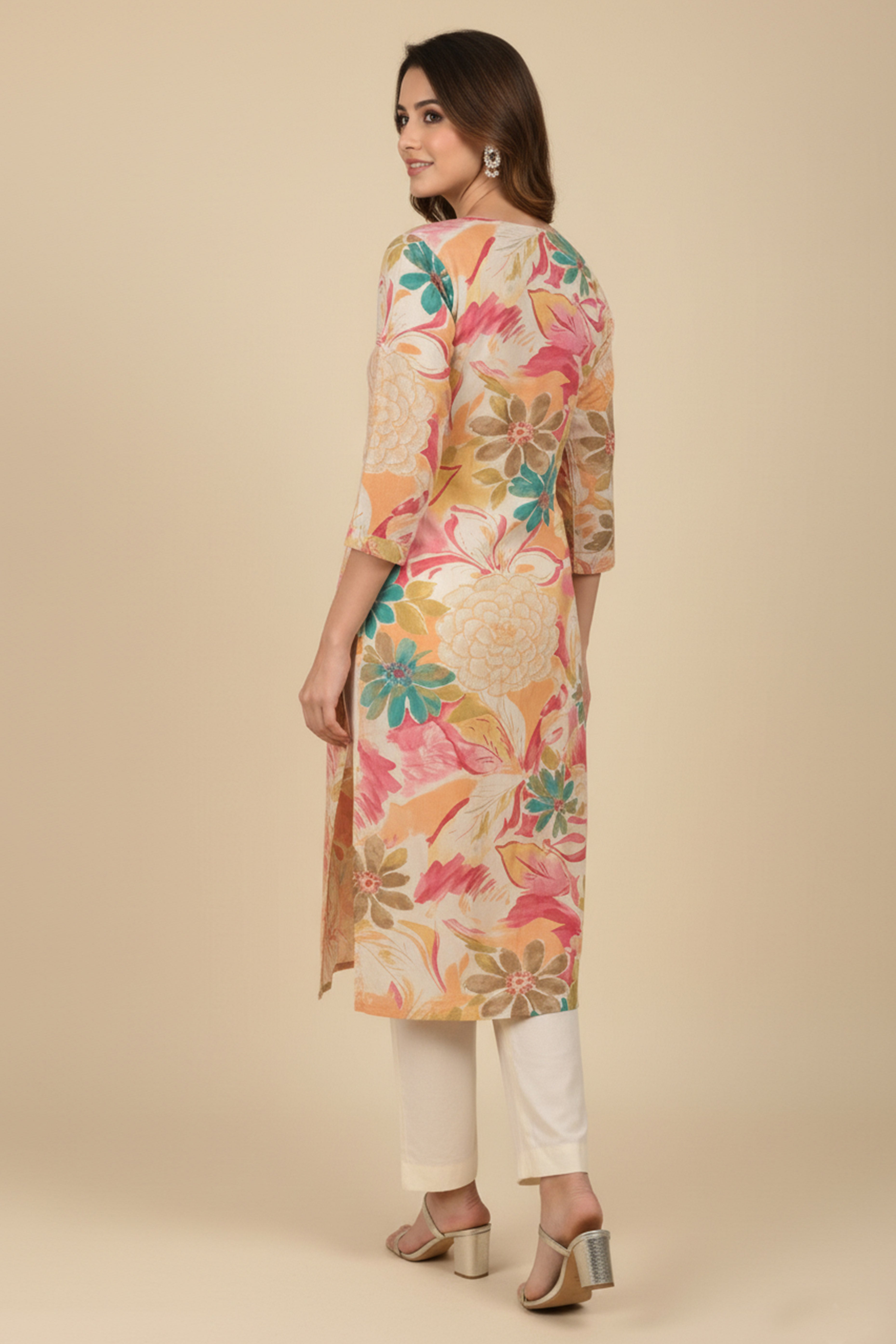 Lightweight Rayon Straight Kurti Highlighted with Multicolor Floral Printing