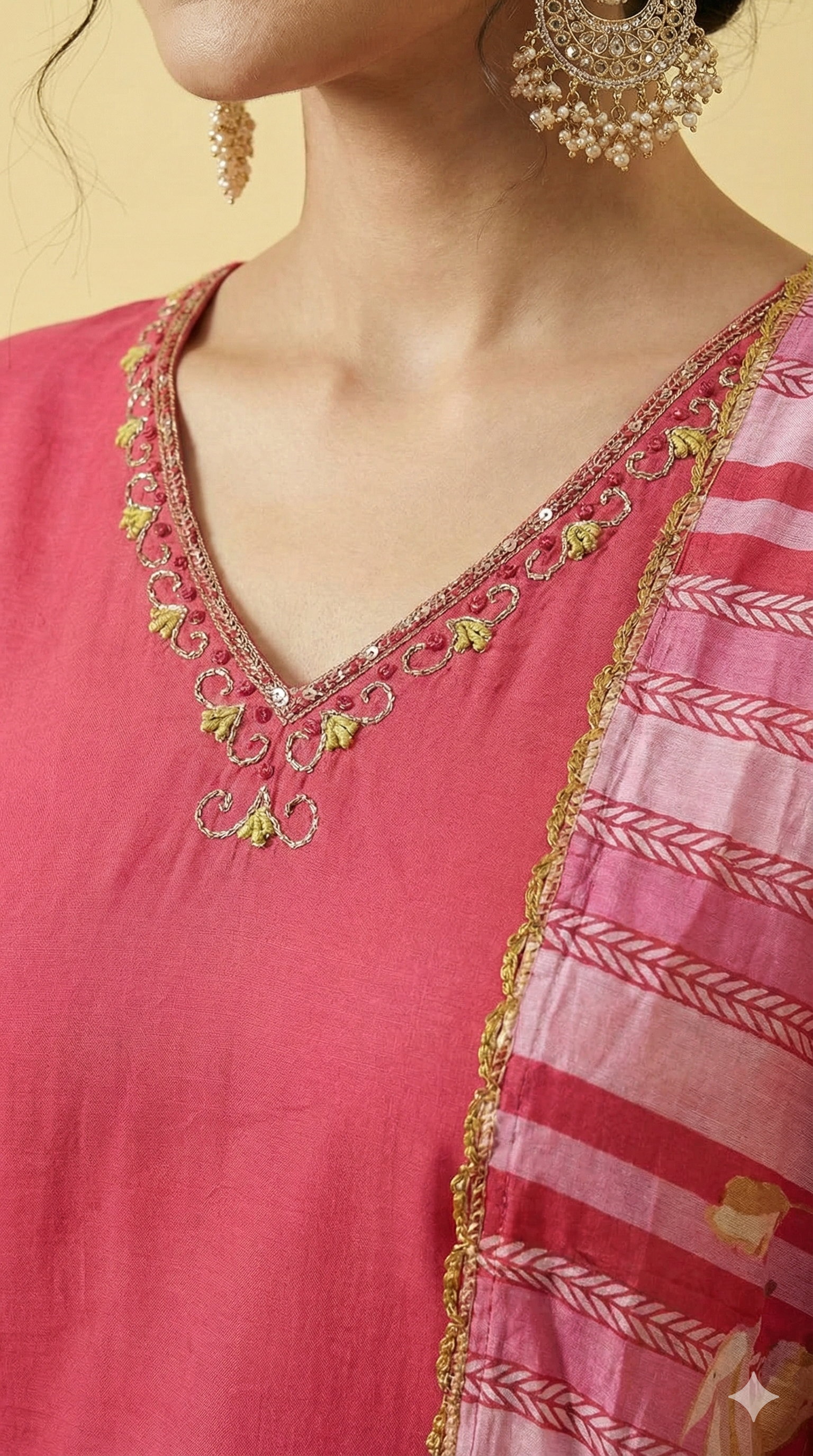 Pink Muslin Straight Cut Salwar Kameez All Over Floral Print Beads Detailing