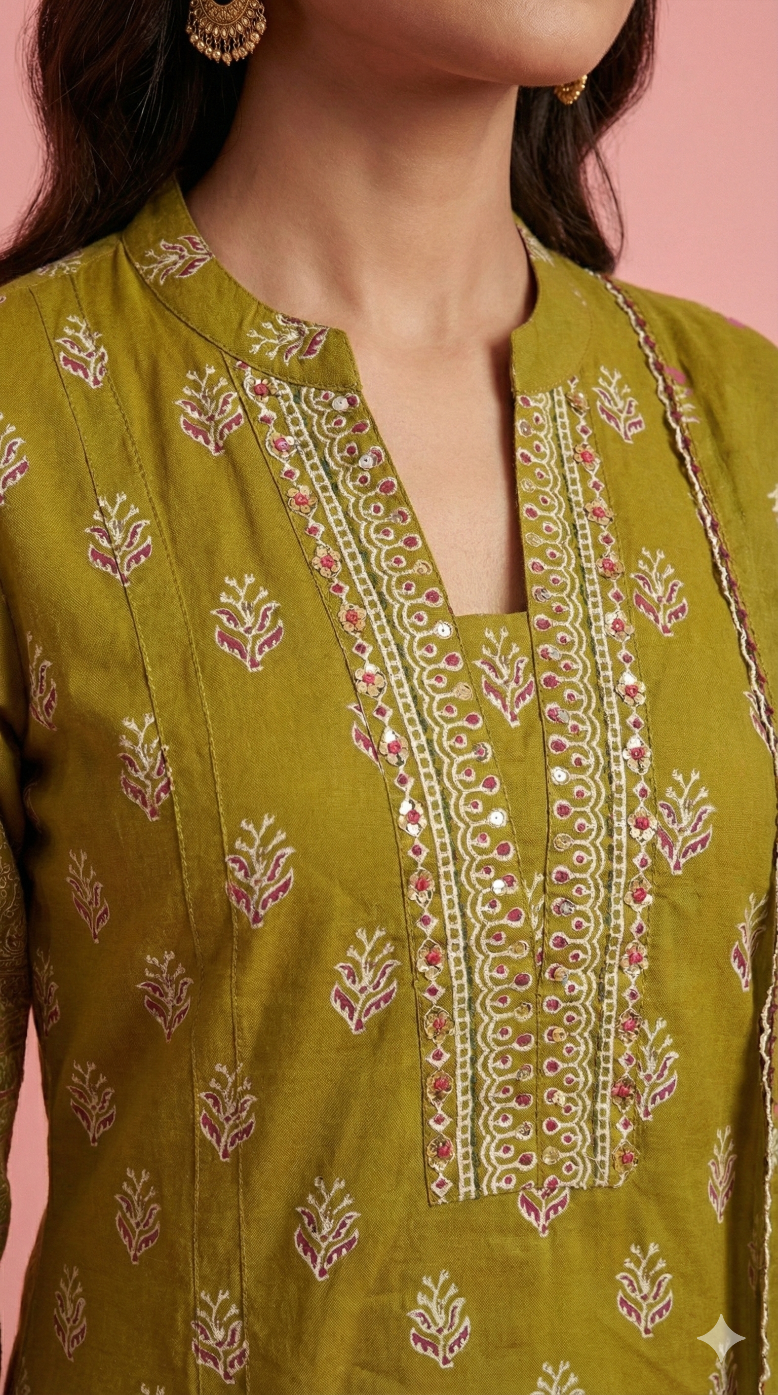 Graceful Green Floral Pure Cotton Straight Fit Salwar Suit for Effortless Ethnic Style