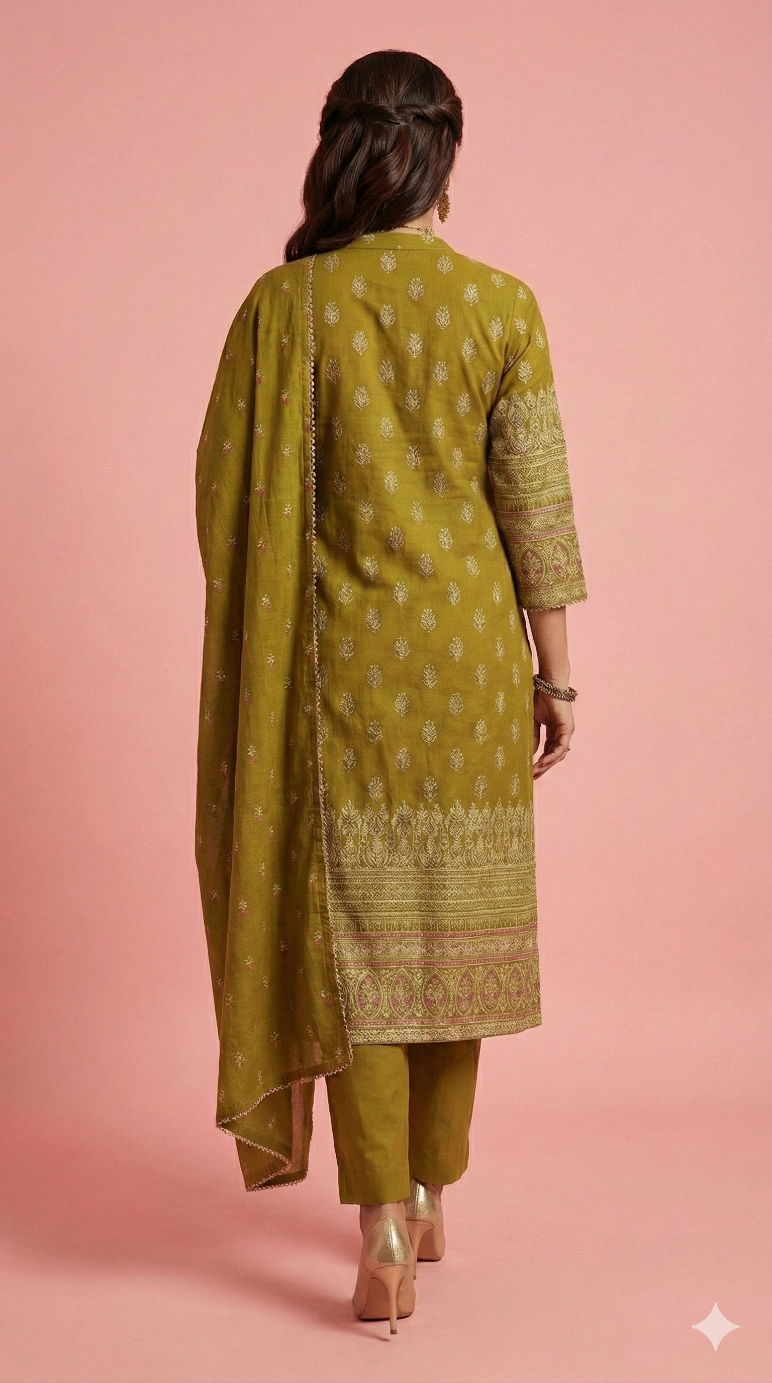 Graceful Green Floral Pure Cotton Straight Fit Salwar Suit for Effortless Ethnic Style