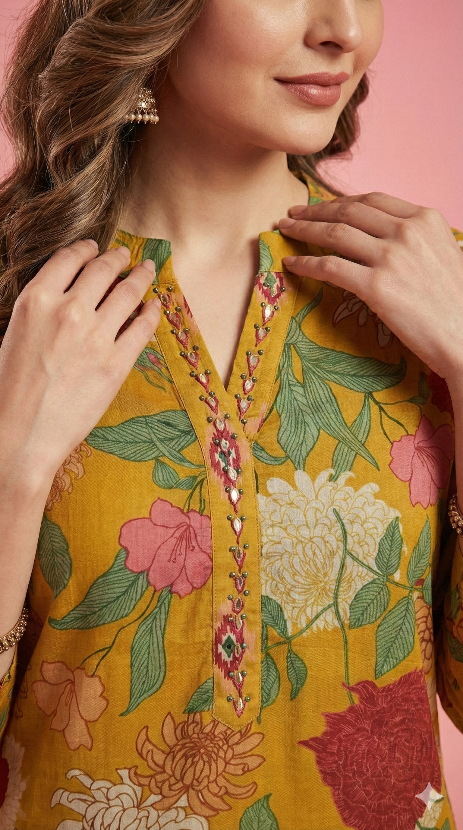 Elegant Yellow Floral Printed Straight Cut Salwar Suit in Breathable Pure Cotton