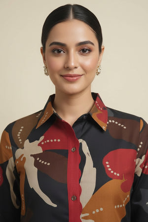 Blue Stylish Floral Printed Viscose Shirt Top and Bottom Set for a Chic and Comfortable Look