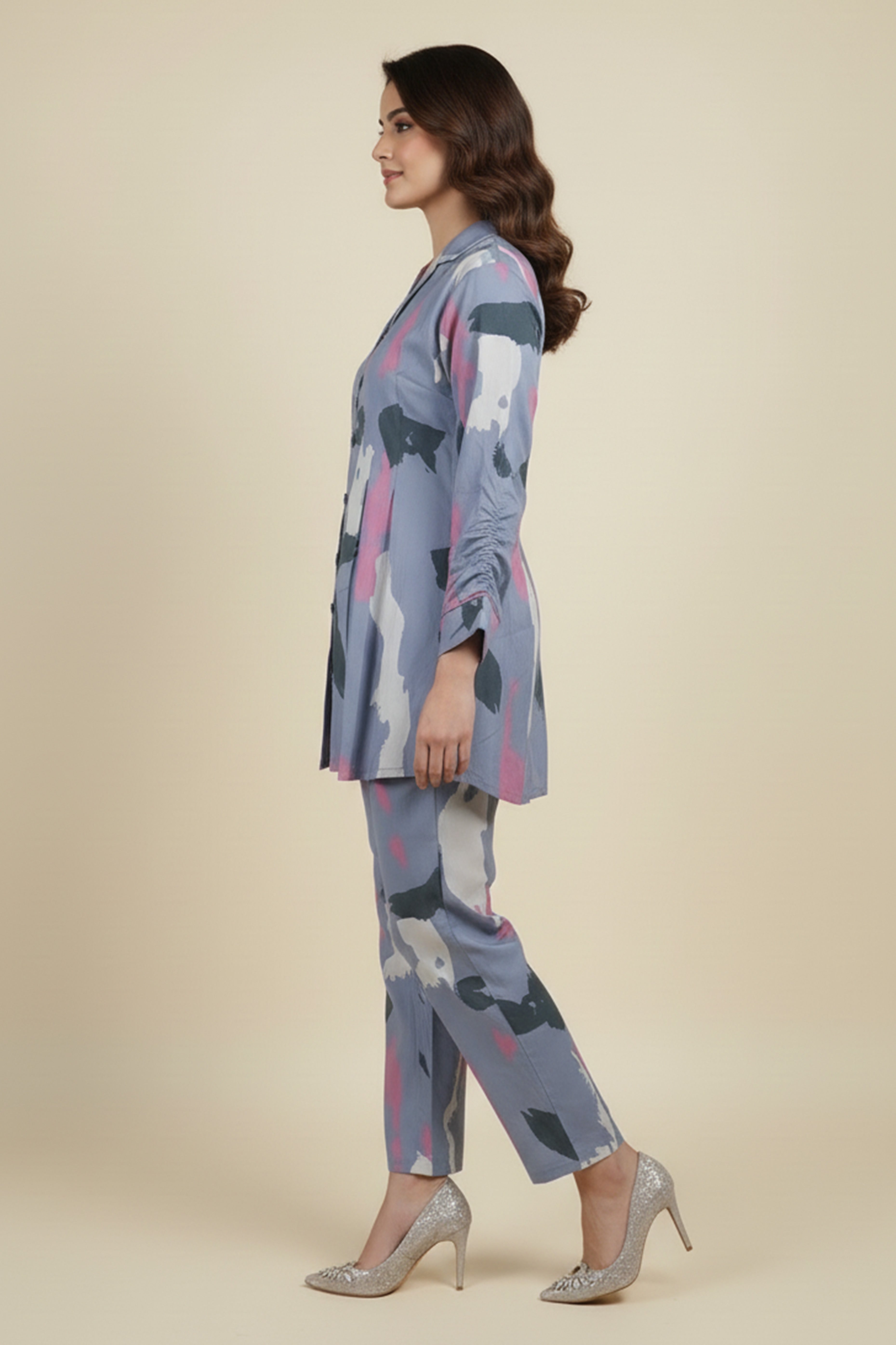 Blue Claret Artistry Viscose Shirt and Bottom Ensemble