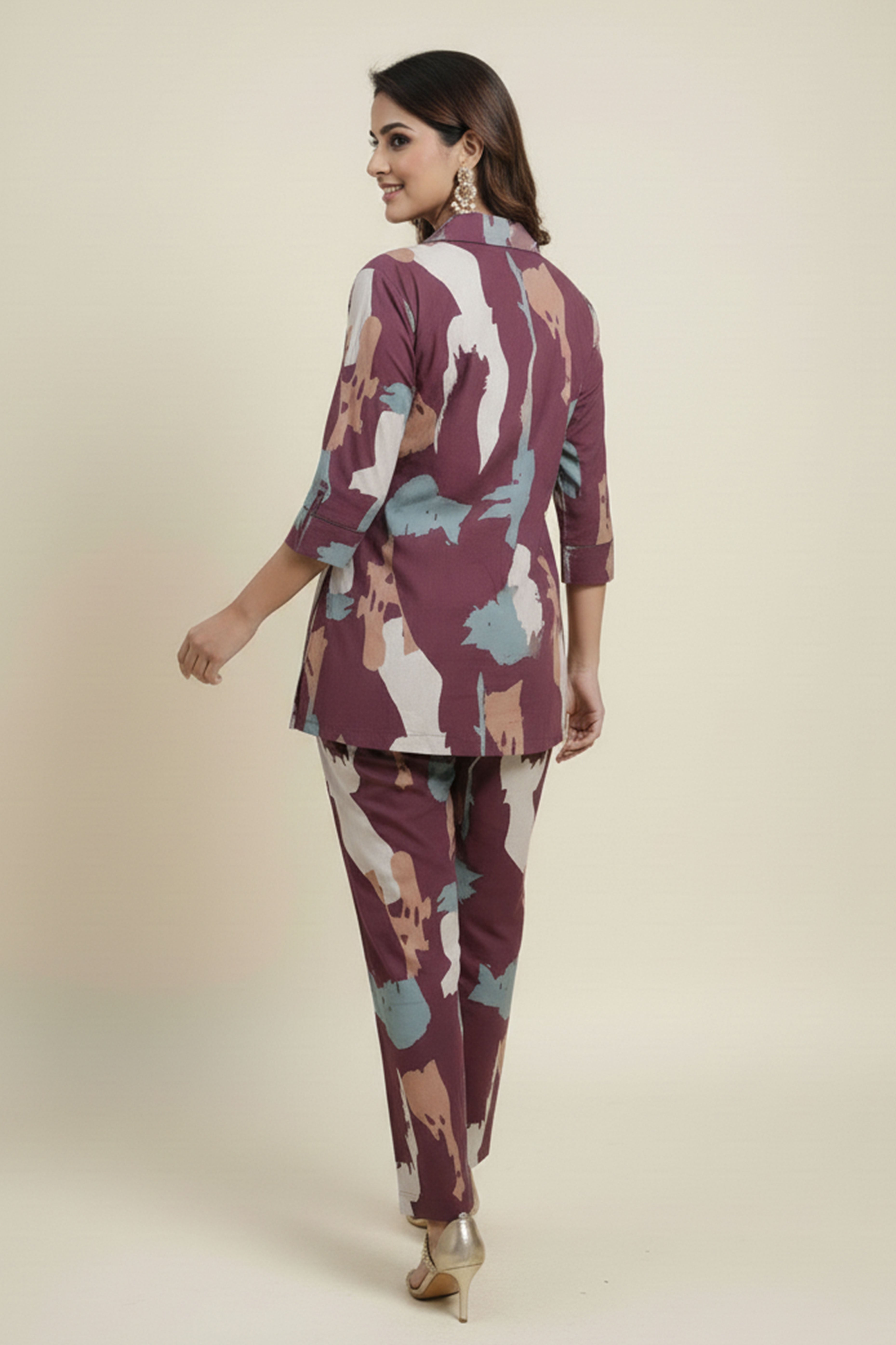 Burgundy Claret Artistry Viscose Shirt and Bottom Ensemble