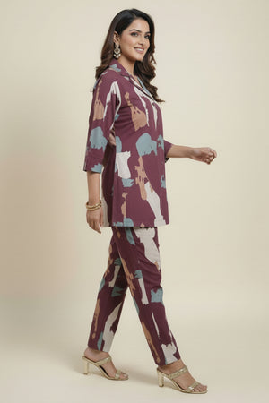 Burgundy Claret Artistry Viscose Shirt and Bottom Ensemble