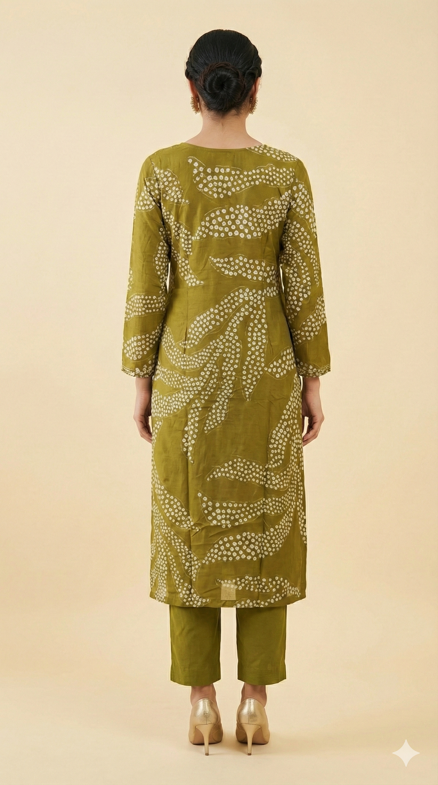 Mehendi Green Rayon Straight Cut Salwar Suit With Minimal Polka Dot Design