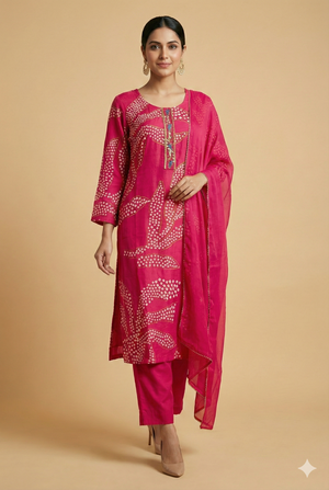 Pink Rayon Straight Cut Salwar Suit with Minimal Polka Dot Design