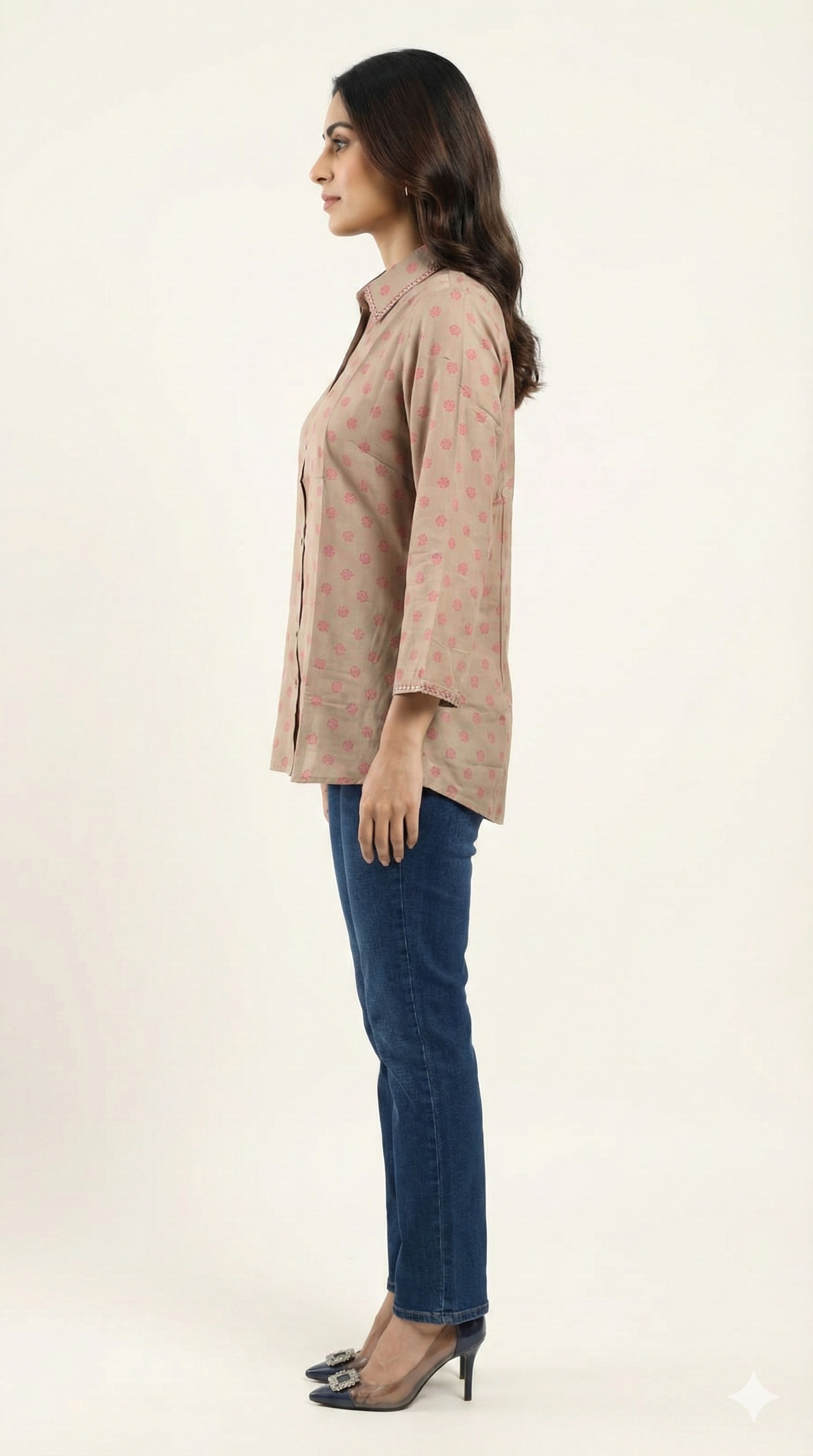 Chikoo Floral Printed Straight Muslin Shirt Top Perfect for Chic Daily Outfits