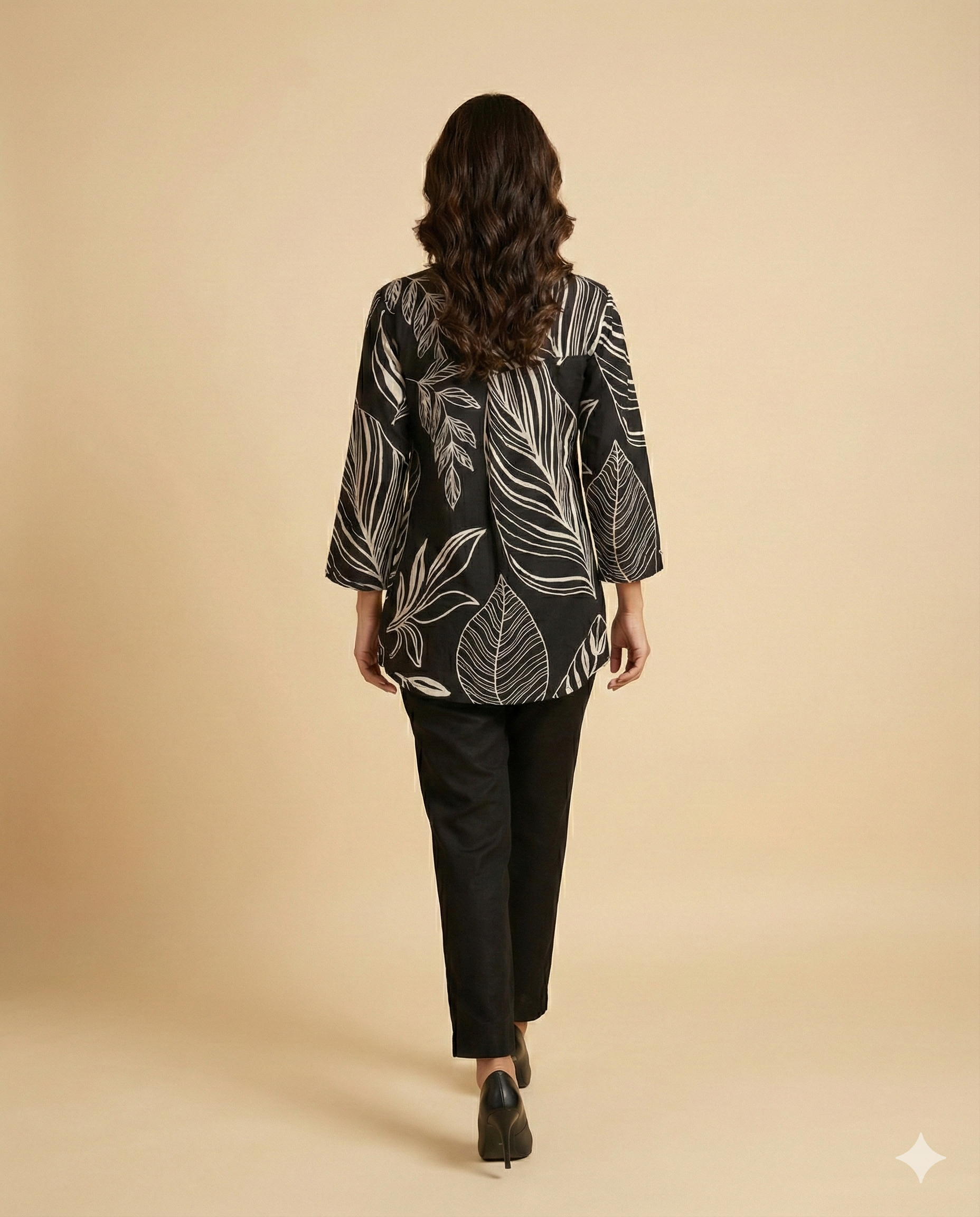 Black Floral Print Rayon Shirt and Bottom Set Ideal for Daily Wear and Casual Outings