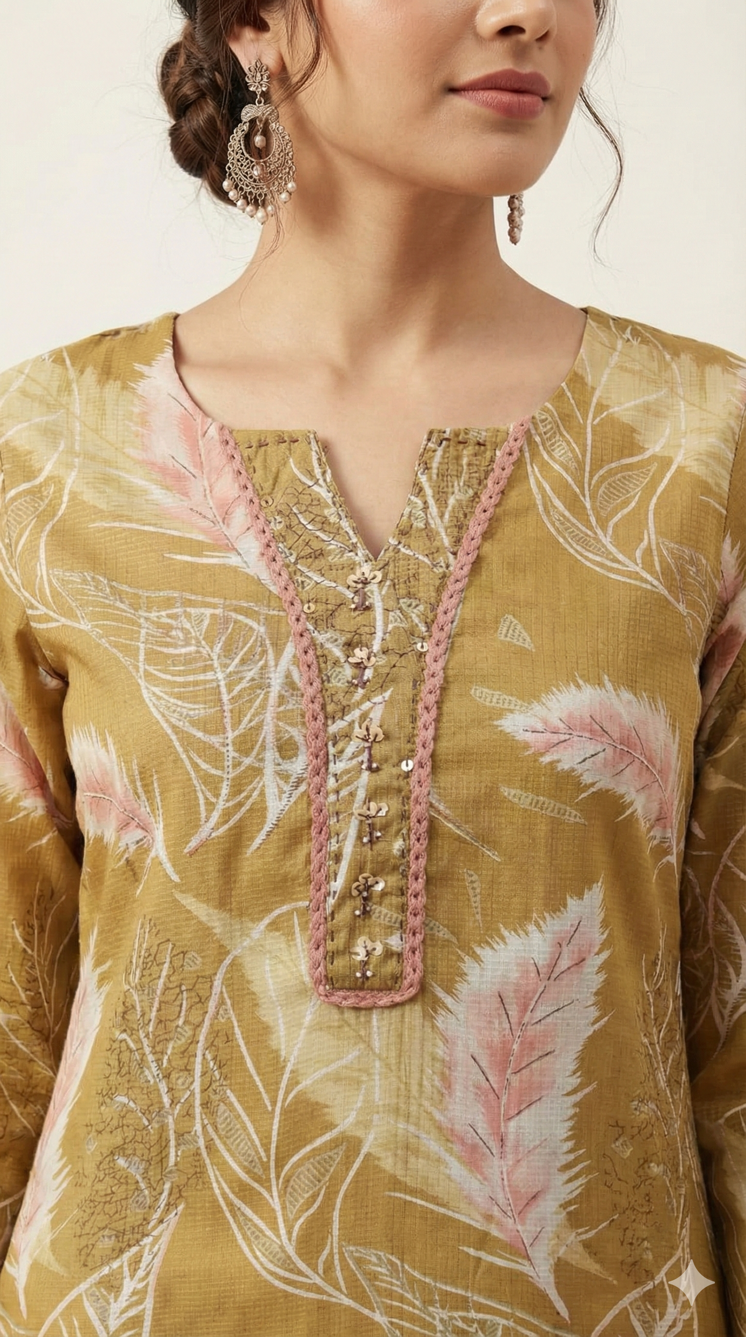 Green Floral Print Viscose Blend Straight-Fit Kurti for Comfortable Casual Styling