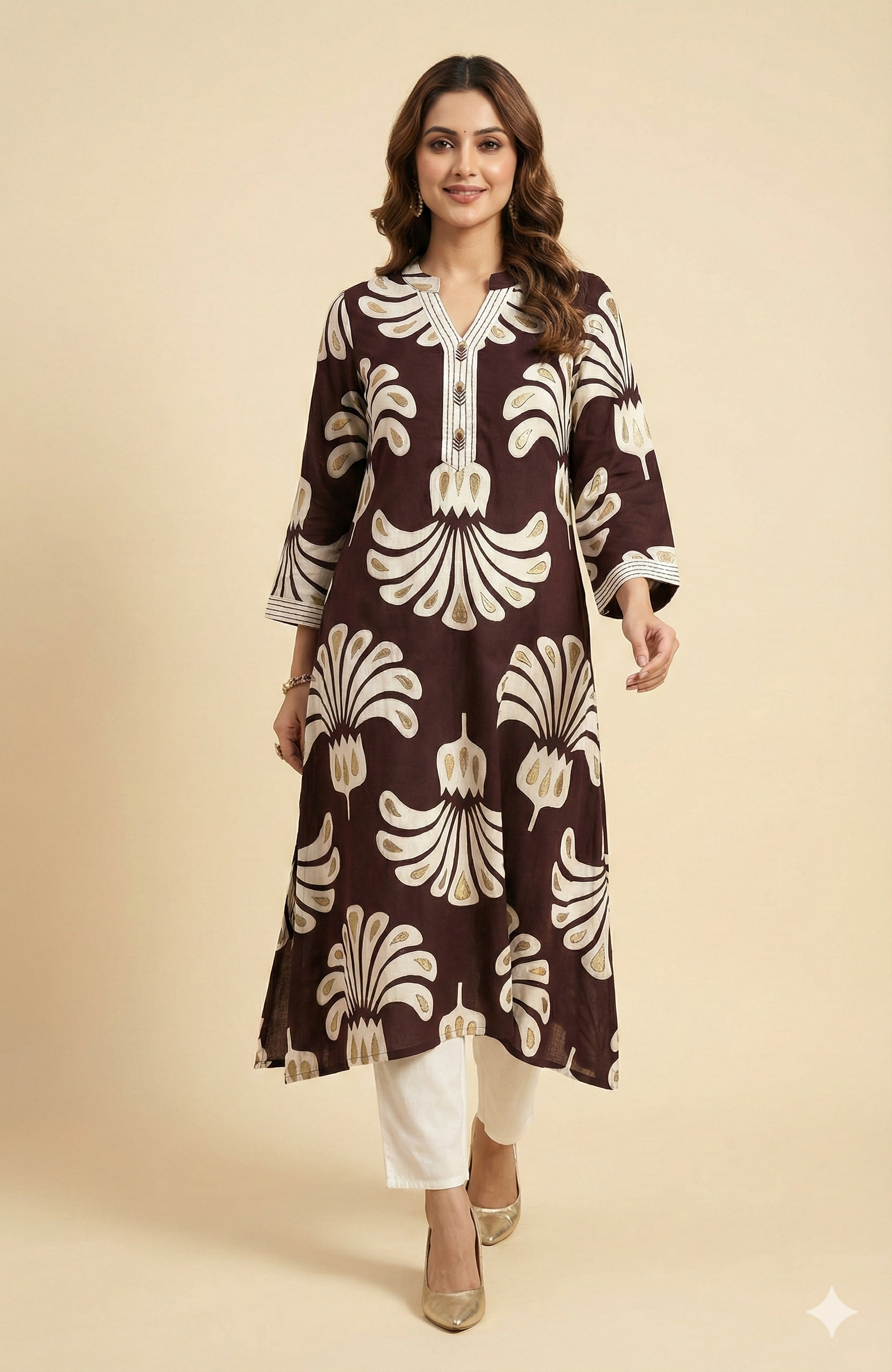 Wine Contemporary Floral Printed Rayon Straight Cut Top & Bottom Set