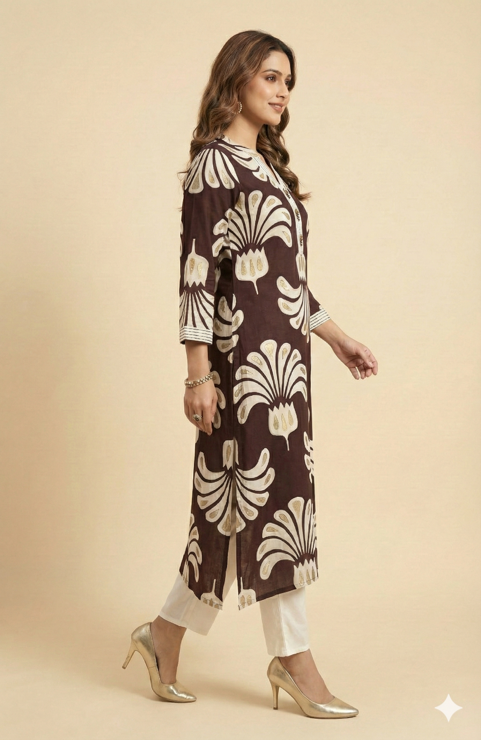 Wine Contemporary Floral Printed Rayon Straight Cut Top & Bottom Set