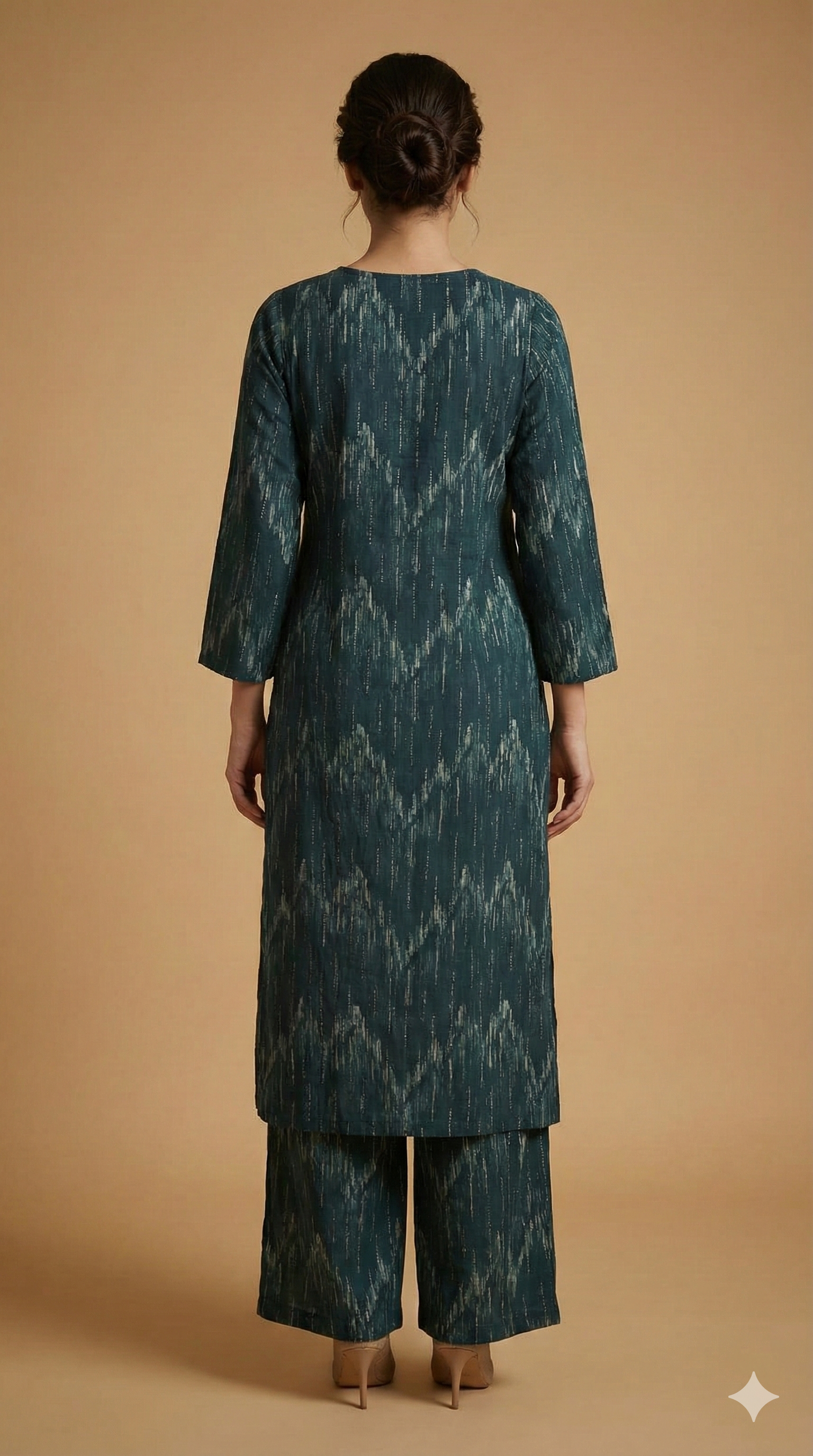 Blue Contemporary Printed Rayon Straight Cut Top & Bottom Set with Foil Accents