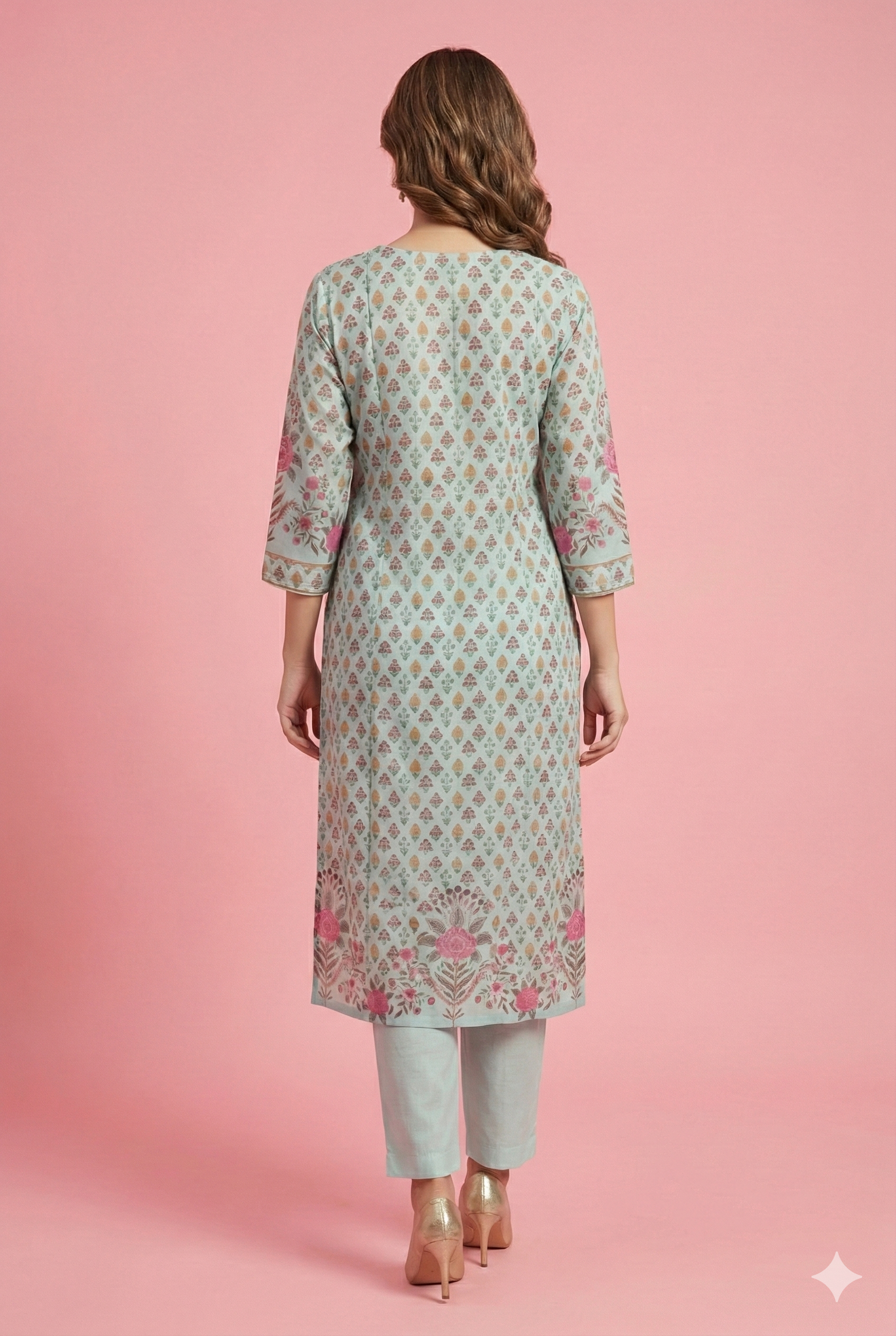 Sky Blue Floral Printed Muslin Straight Cut Salwar Suit for Casual to Festive Styling