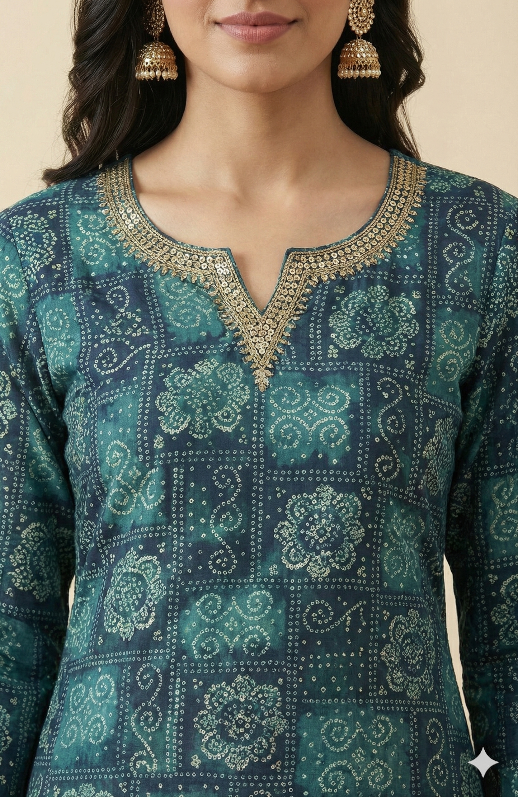 Blue Traditional Bandhani Print Rayon Straight-Cut Salwar Suit with Graceful Appeal