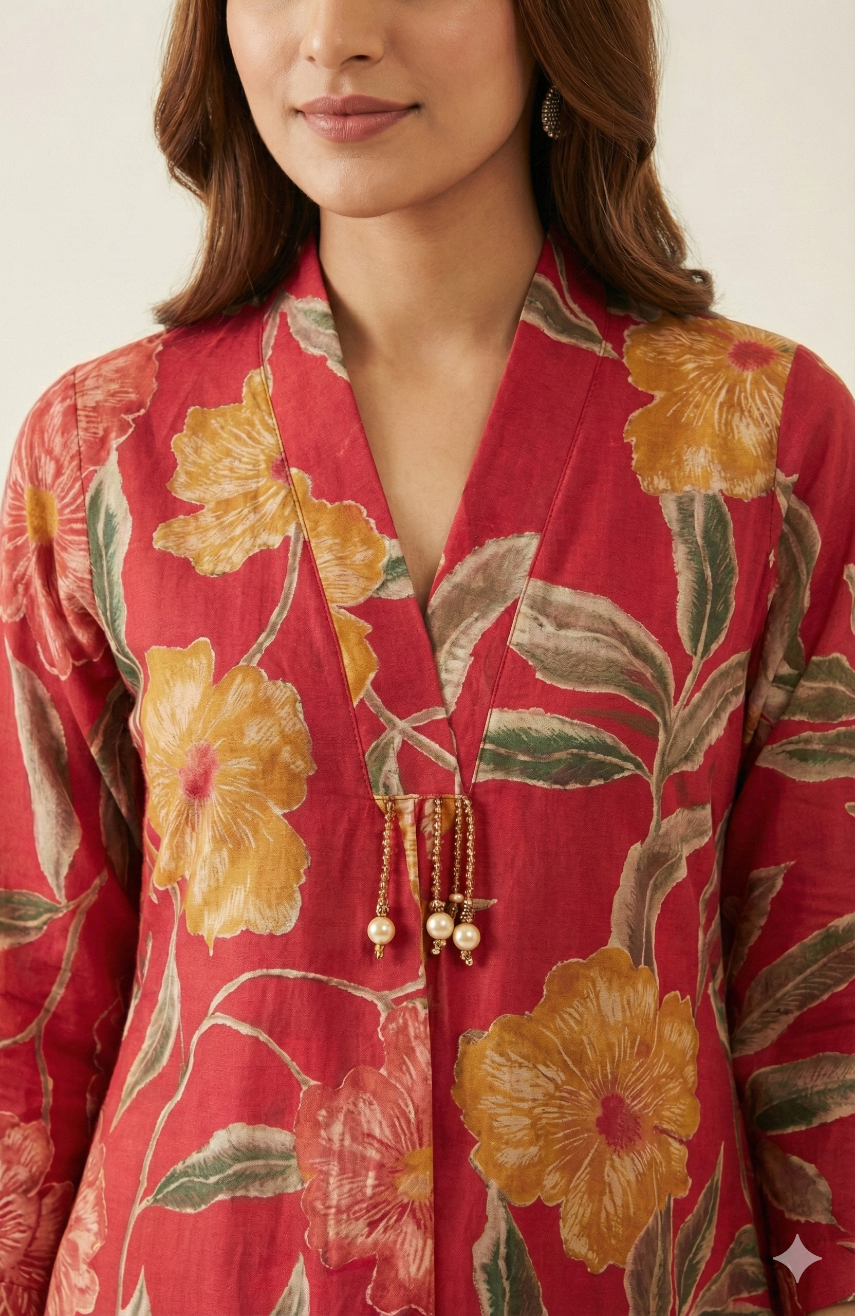 Pink Floral Printed Viscose A-Line Kurti with Comfortable and Flowy Fit