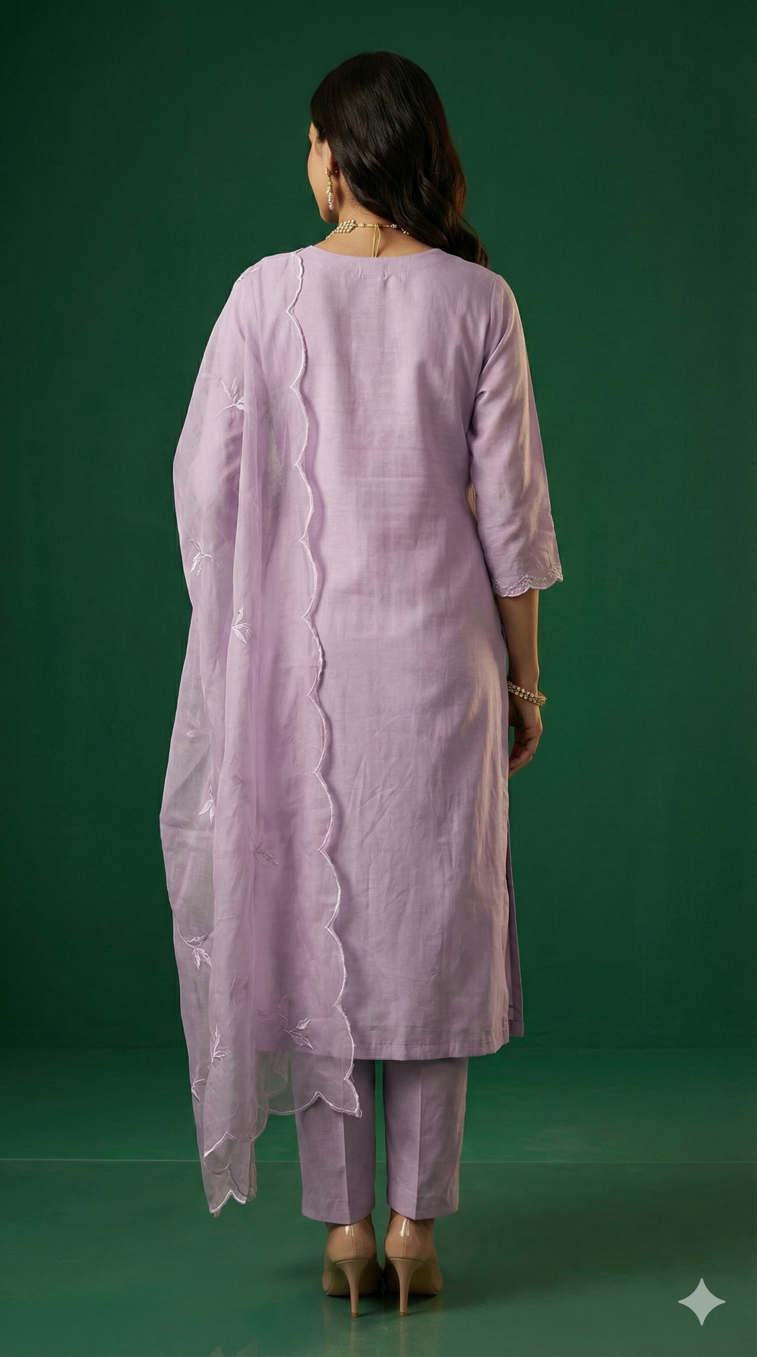 Lavender Mul Chanderi Straight Cut Salwar Suit with Beautiful Floral Embroidered Work