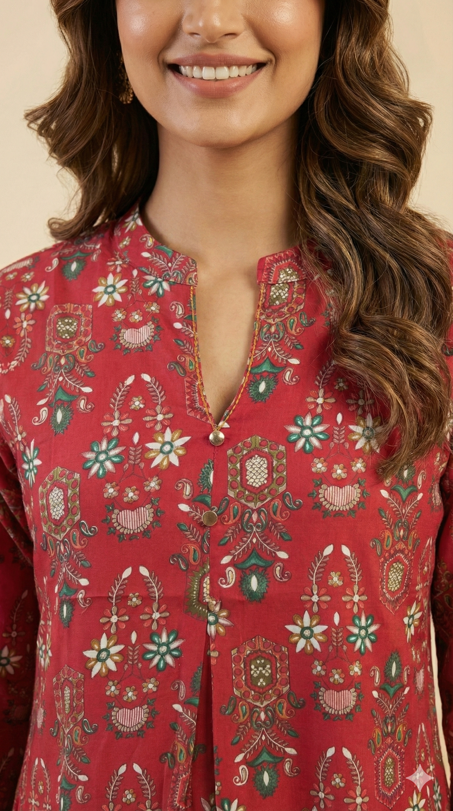 Pink Floral Printed Rayon Kurti Top with Clean Straight Cut and Short Length