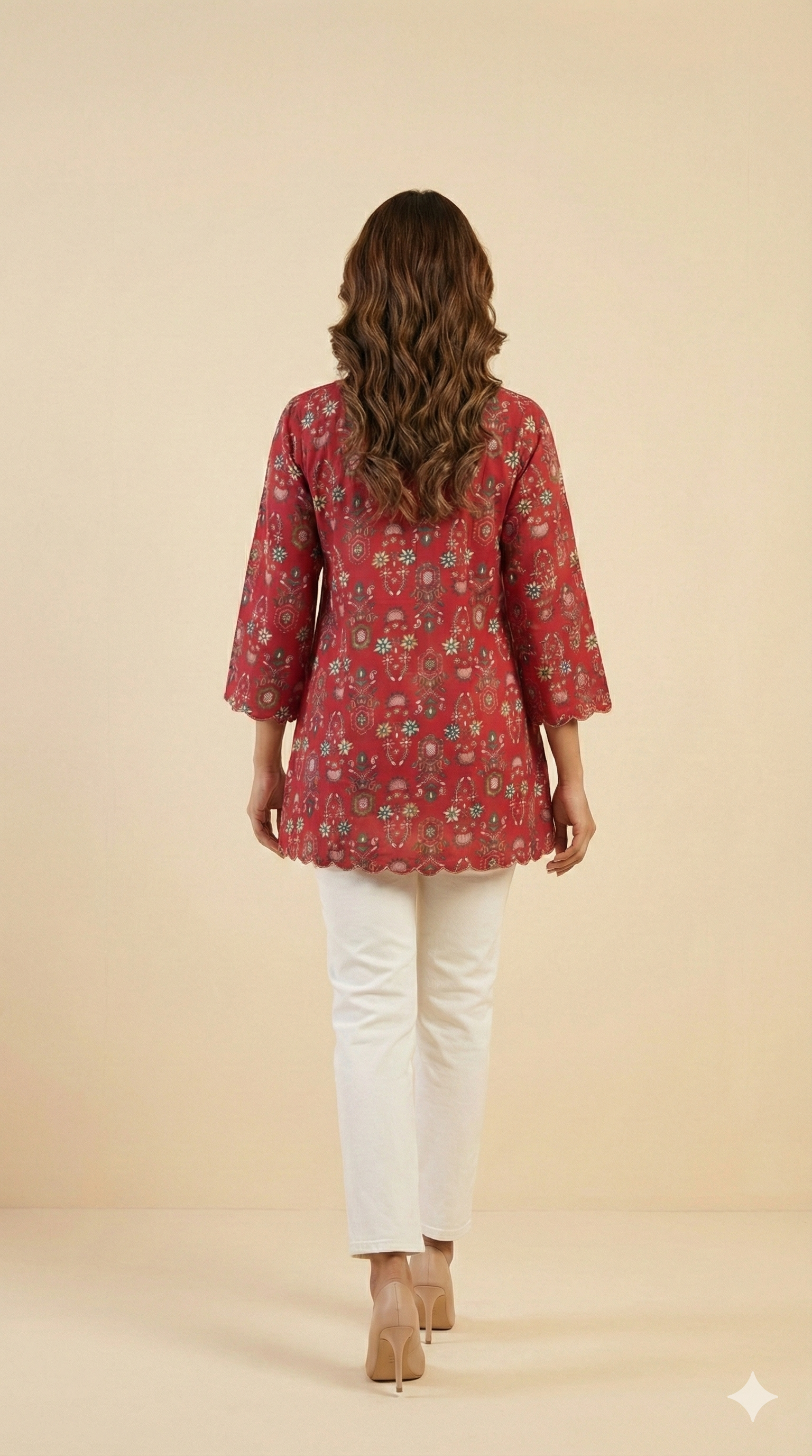 Pink Floral Printed Rayon Kurti Top with Clean Straight Cut and Short Length