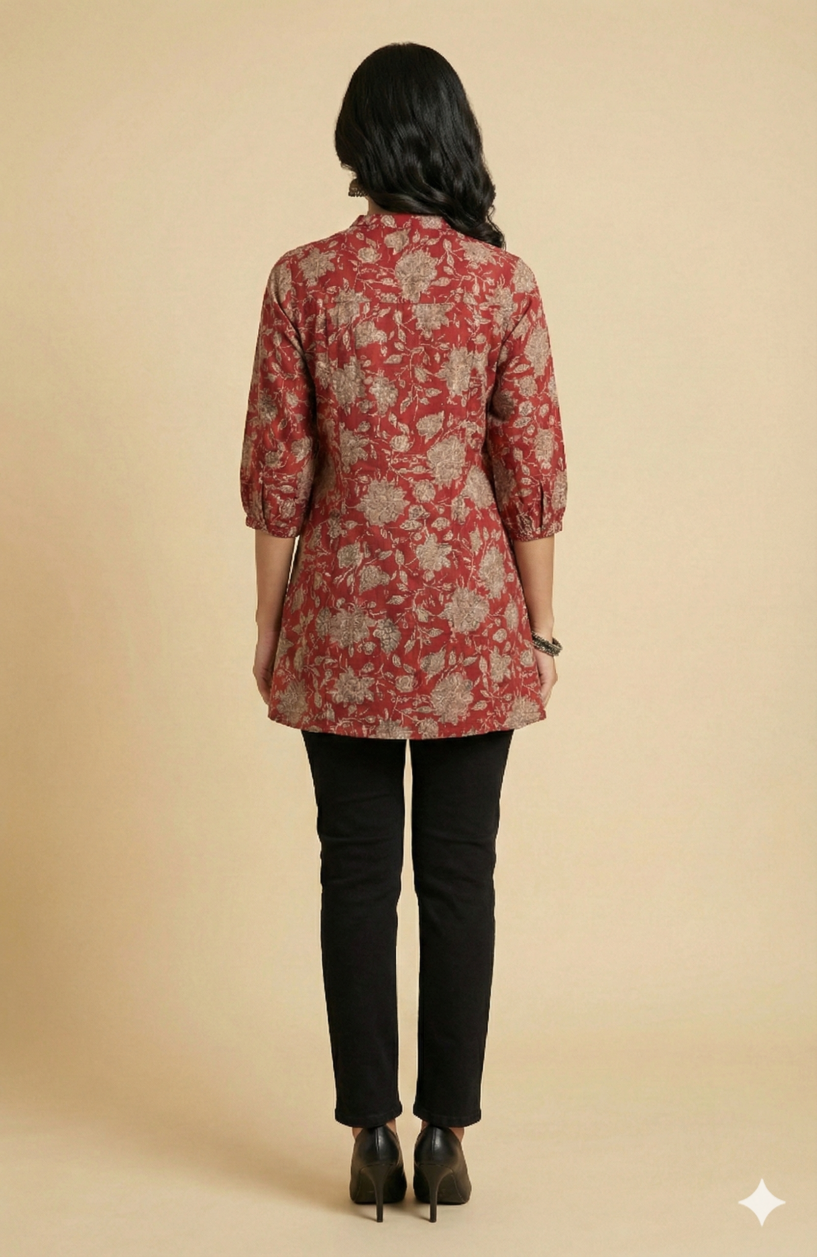 Soft Viscose Red Floral Printed A-Line Top for Comfortable Casual Wear