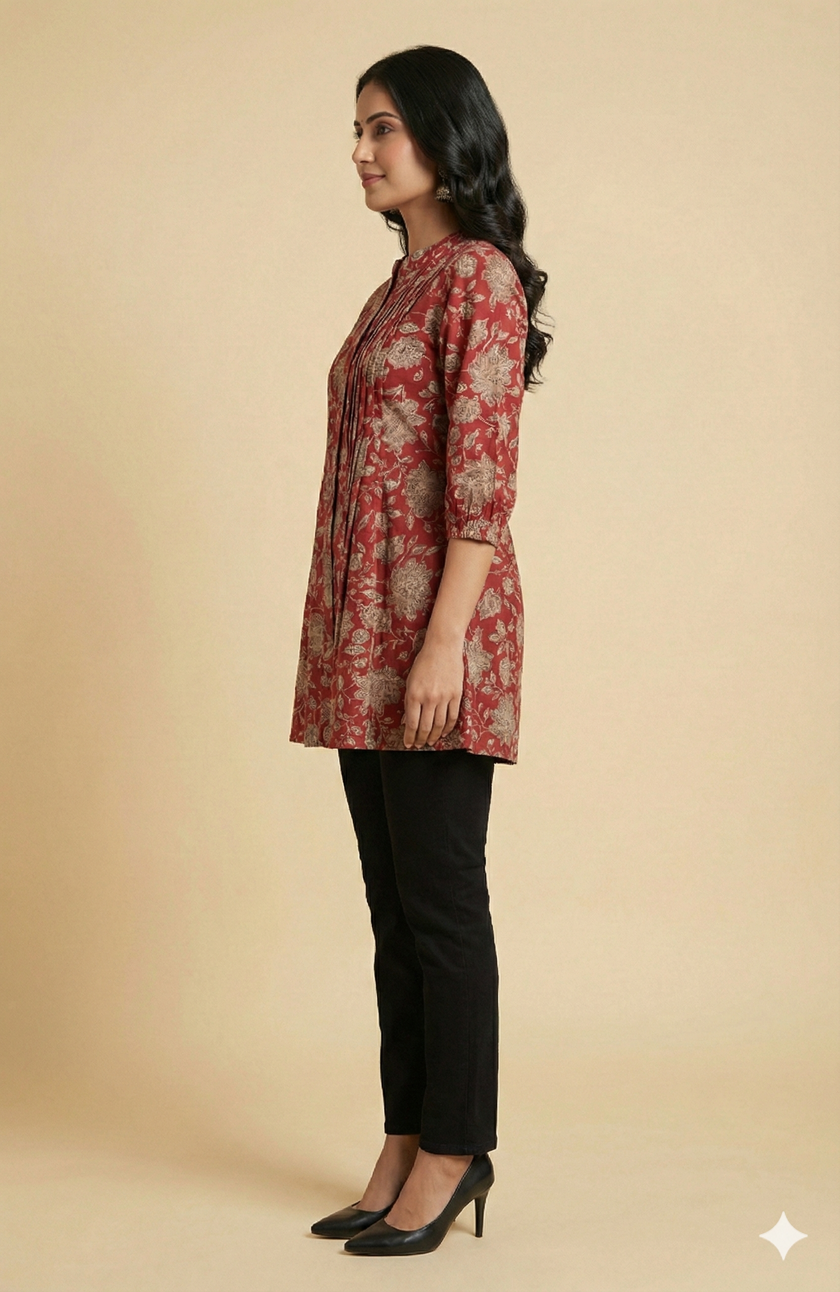 Soft Viscose Red Floral Printed A-Line Top for Comfortable Casual Wear