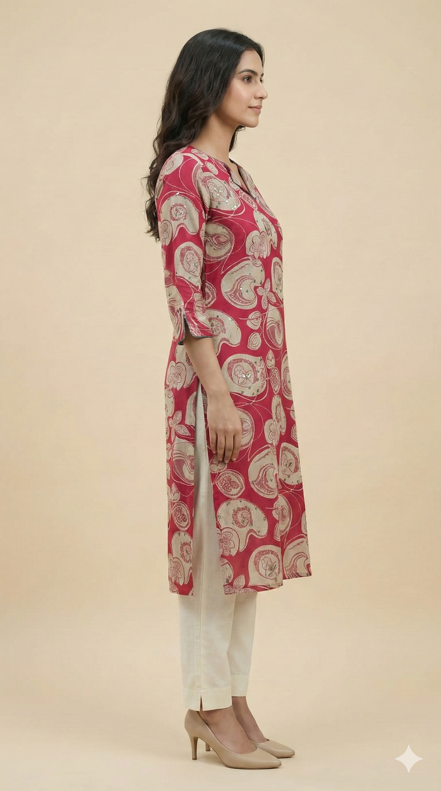 Pink Floral Printed Rayon Straight Cut Kurti with Soft Fabric and Modern Appeal