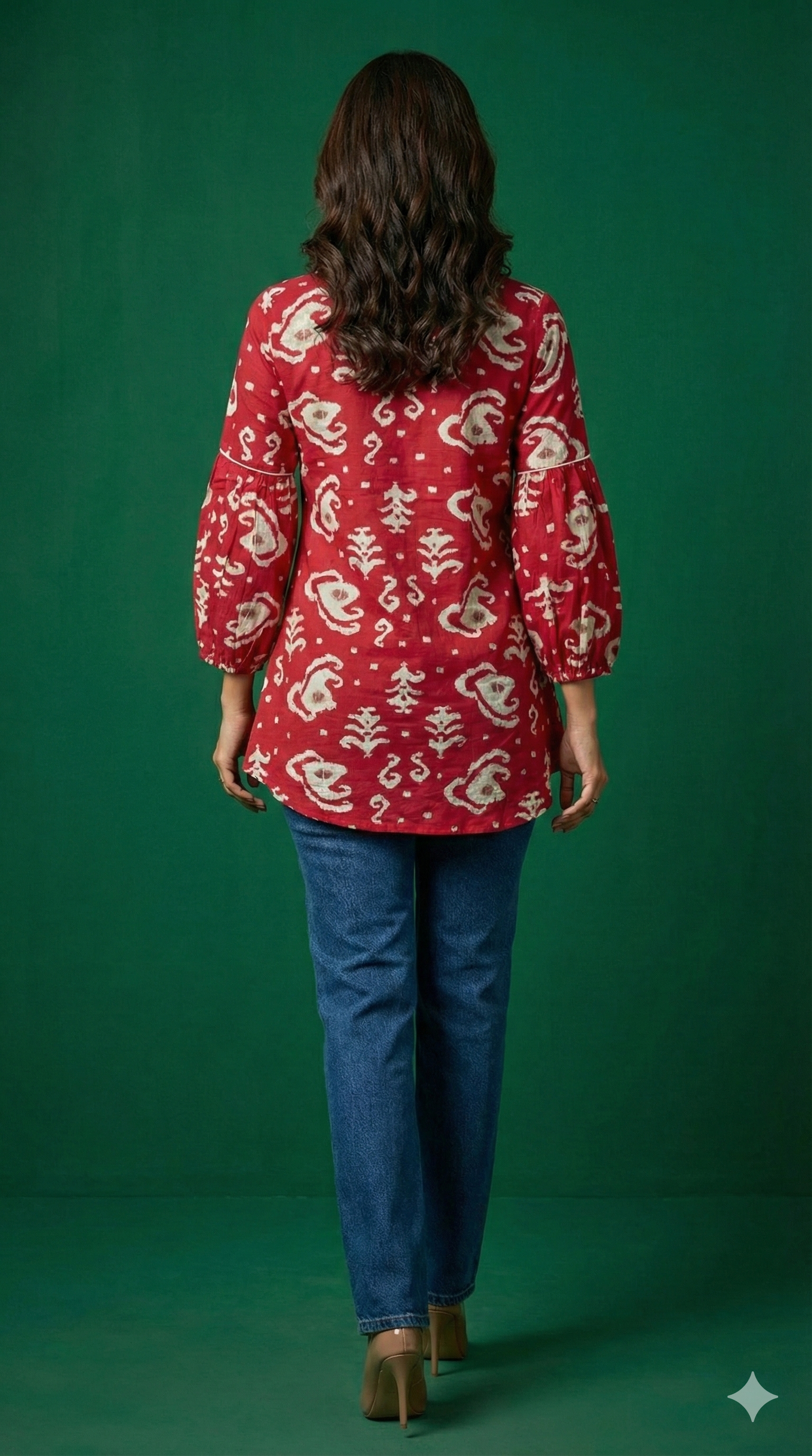 Rani Pink Handcrafted Block Print Rayon A-Line Top with Comfortable Fit