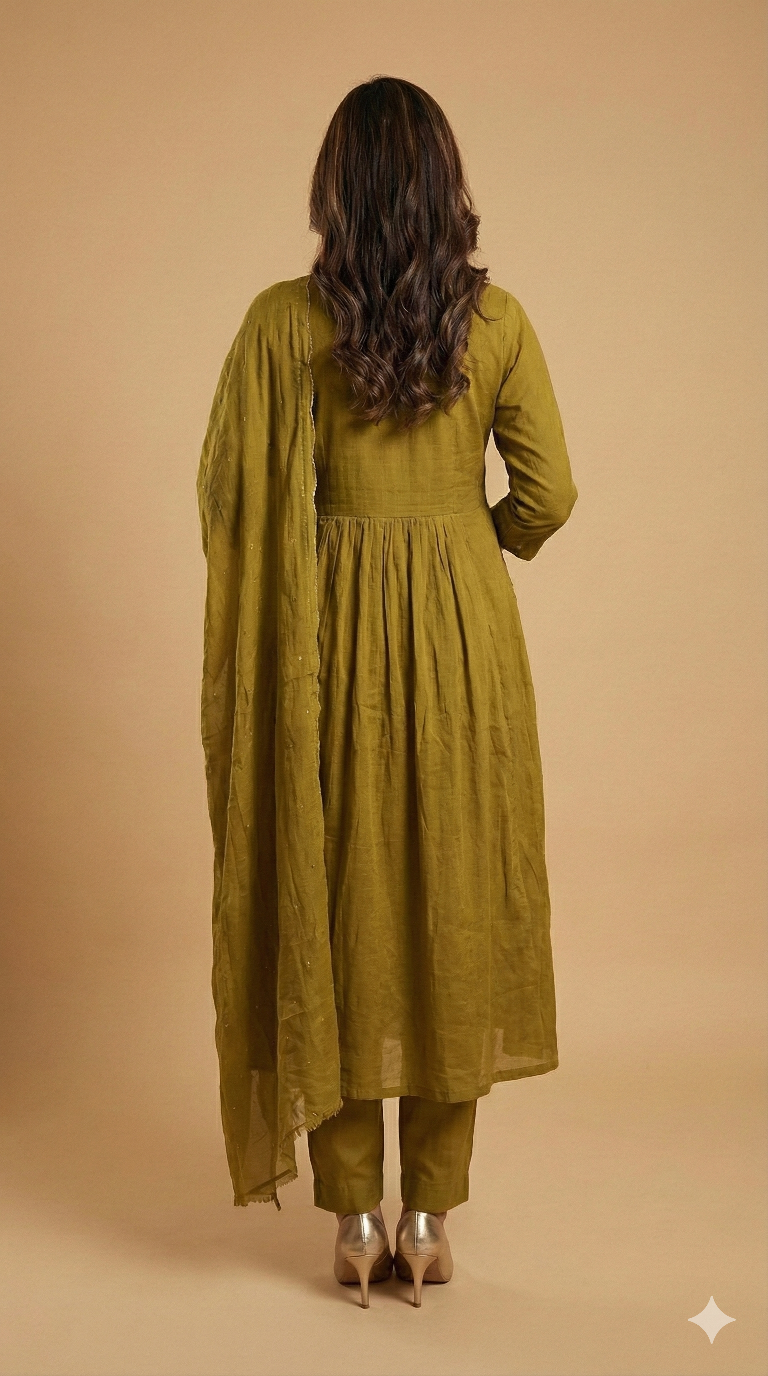 Graceful Olive Floral Embroidered Pure Cotton A-Line Salwar Suit for Ethnic Wear