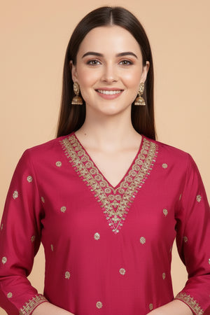 Pink Sequins Embroidered Chanderi Salwar Suit