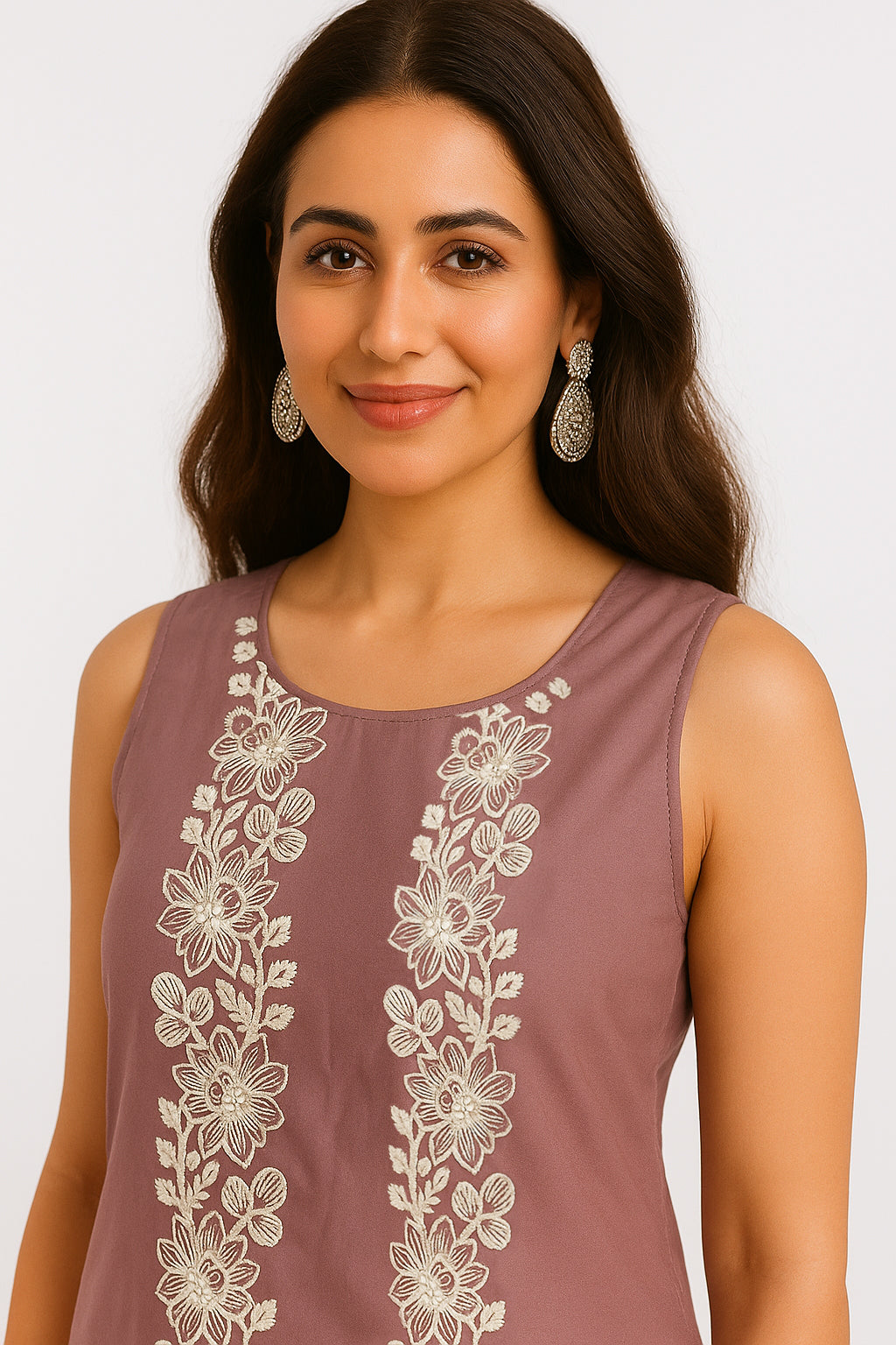 Purple Floral Embroidered Cotton Silk Straight Salwar Suit