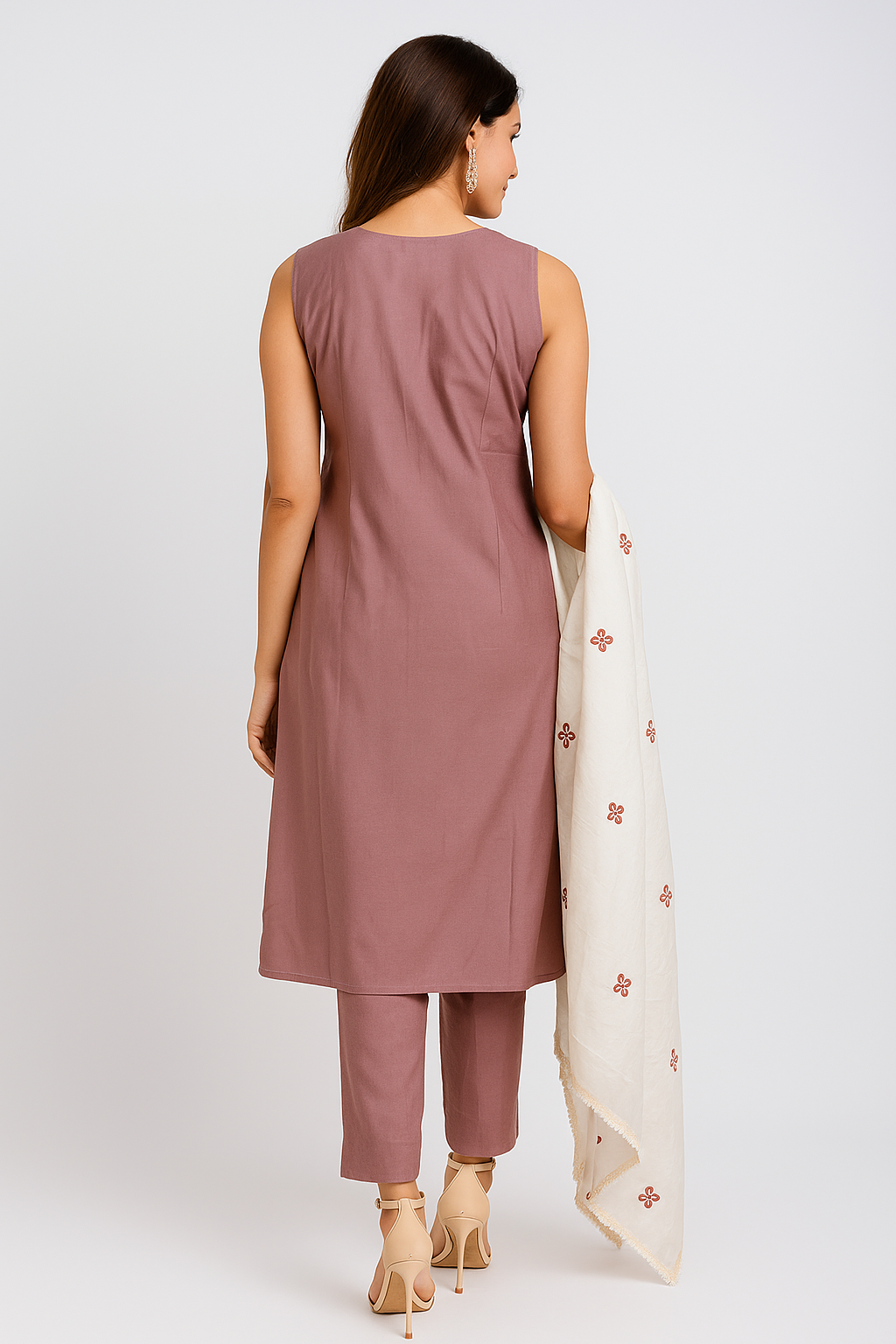 Purple Floral Embroidered Cotton Silk Straight Salwar Suit