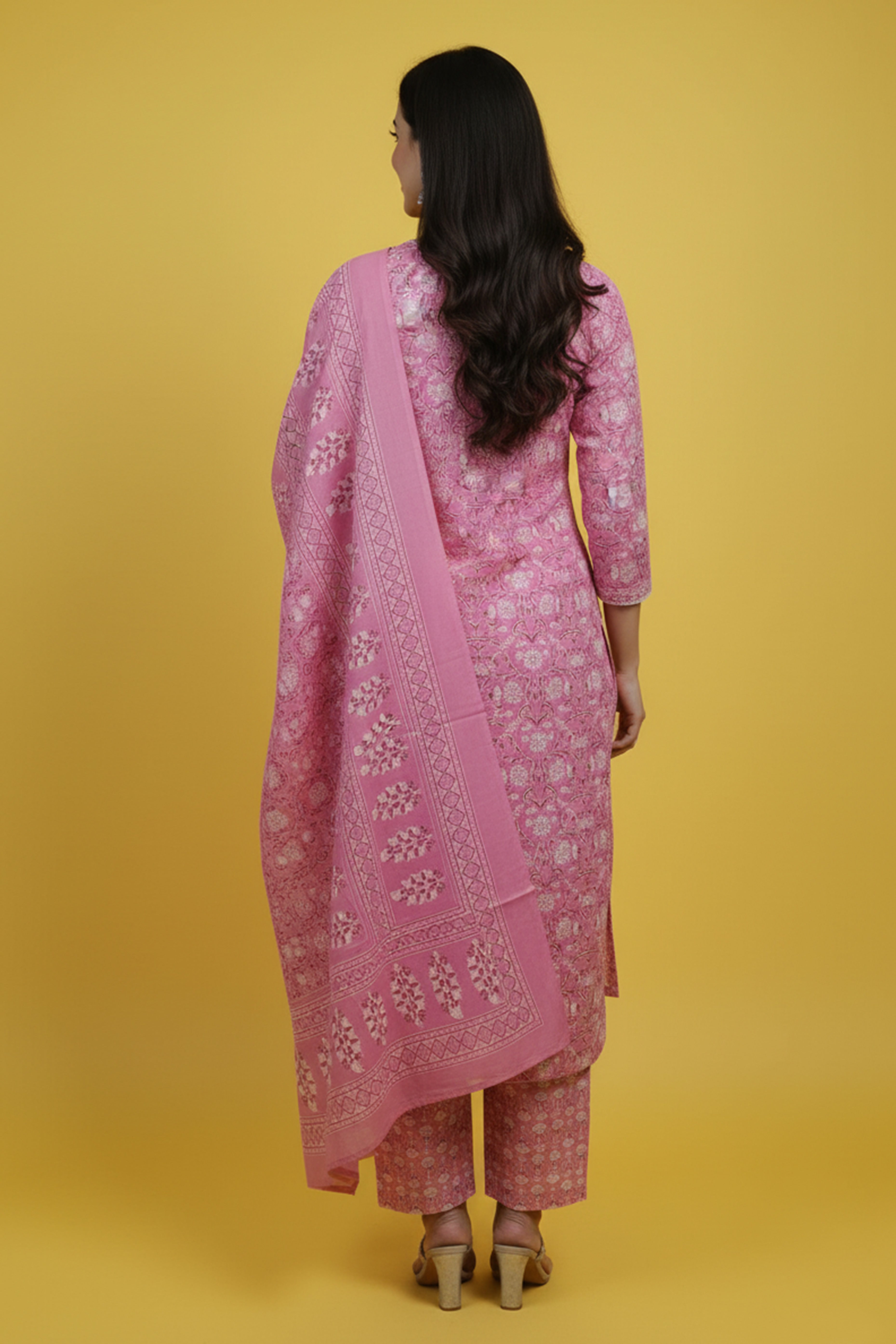 Beautiful Pink Floral Printed Pure Cotton Straight Cut Suit Perfect for Casual Wear