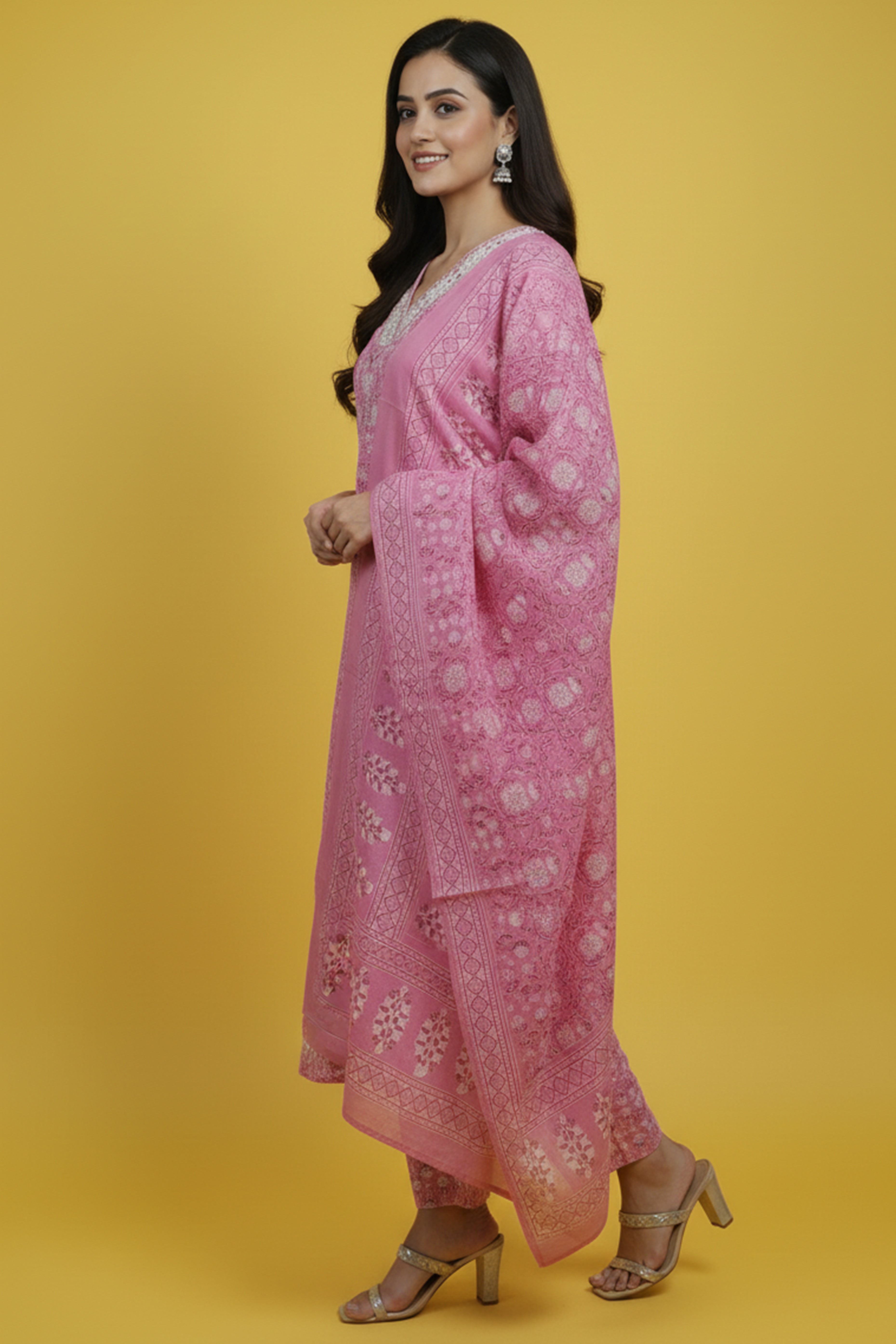 Beautiful Pink Floral Printed Pure Cotton Straight Cut Suit Perfect for Casual Wear