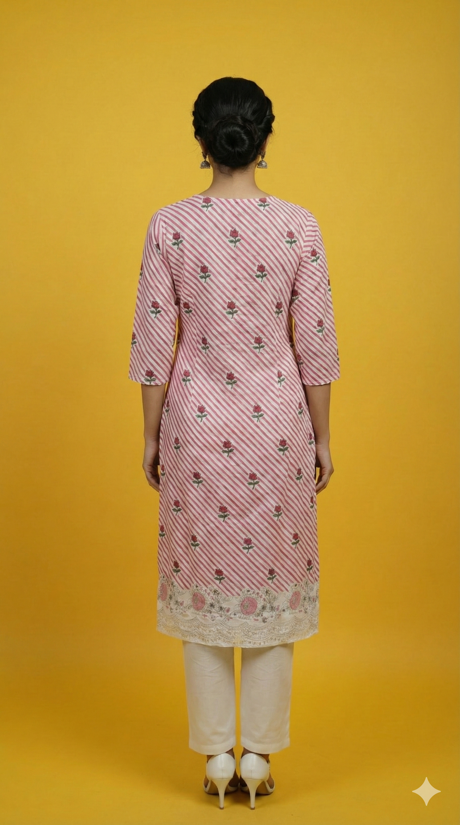 White Floral Printed Pure Cotton Straight Cut Salwar Suit for Festive Wear