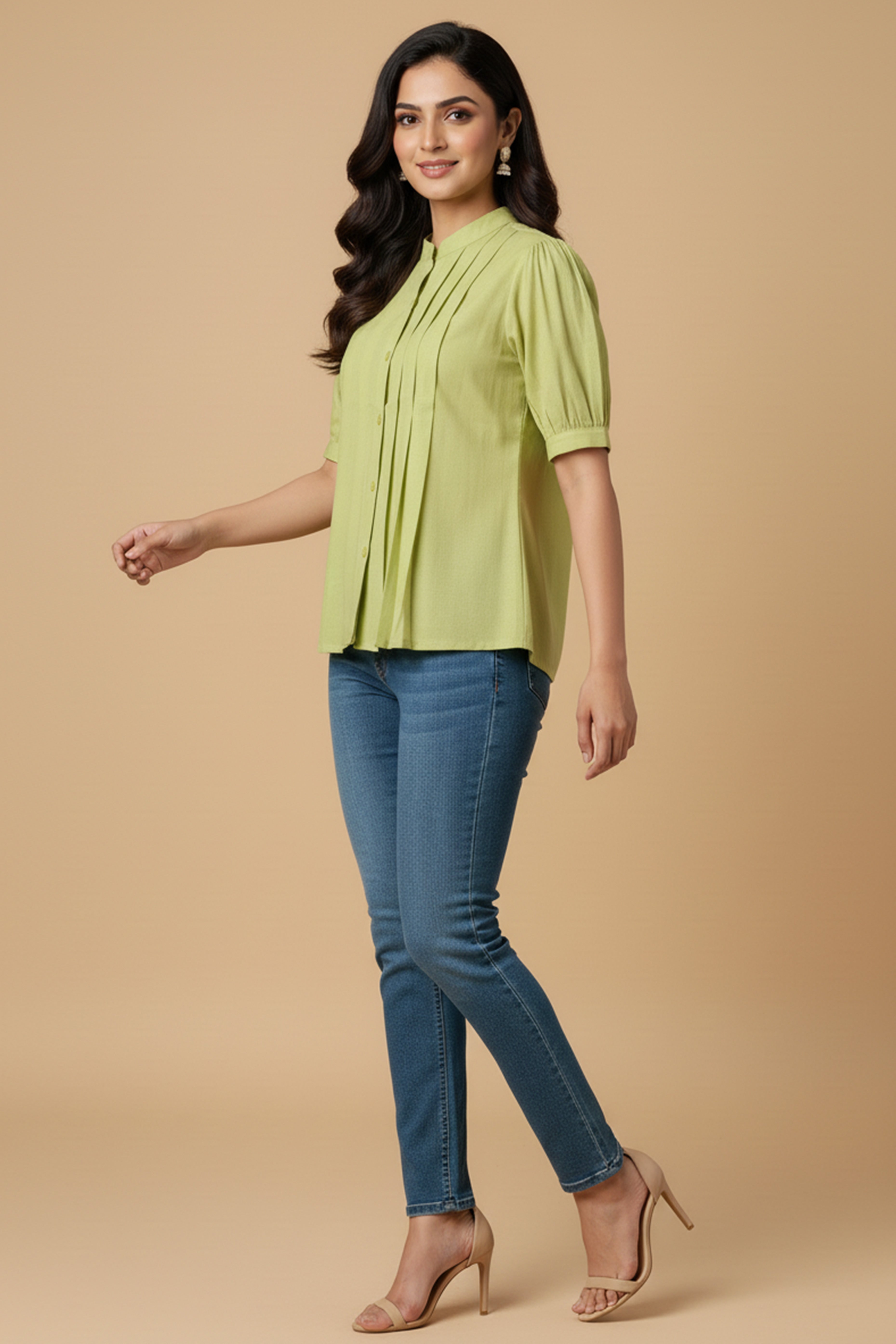 Trendy Green Solid Pattern Pure Cotton Top for Effortless Everyday Styling